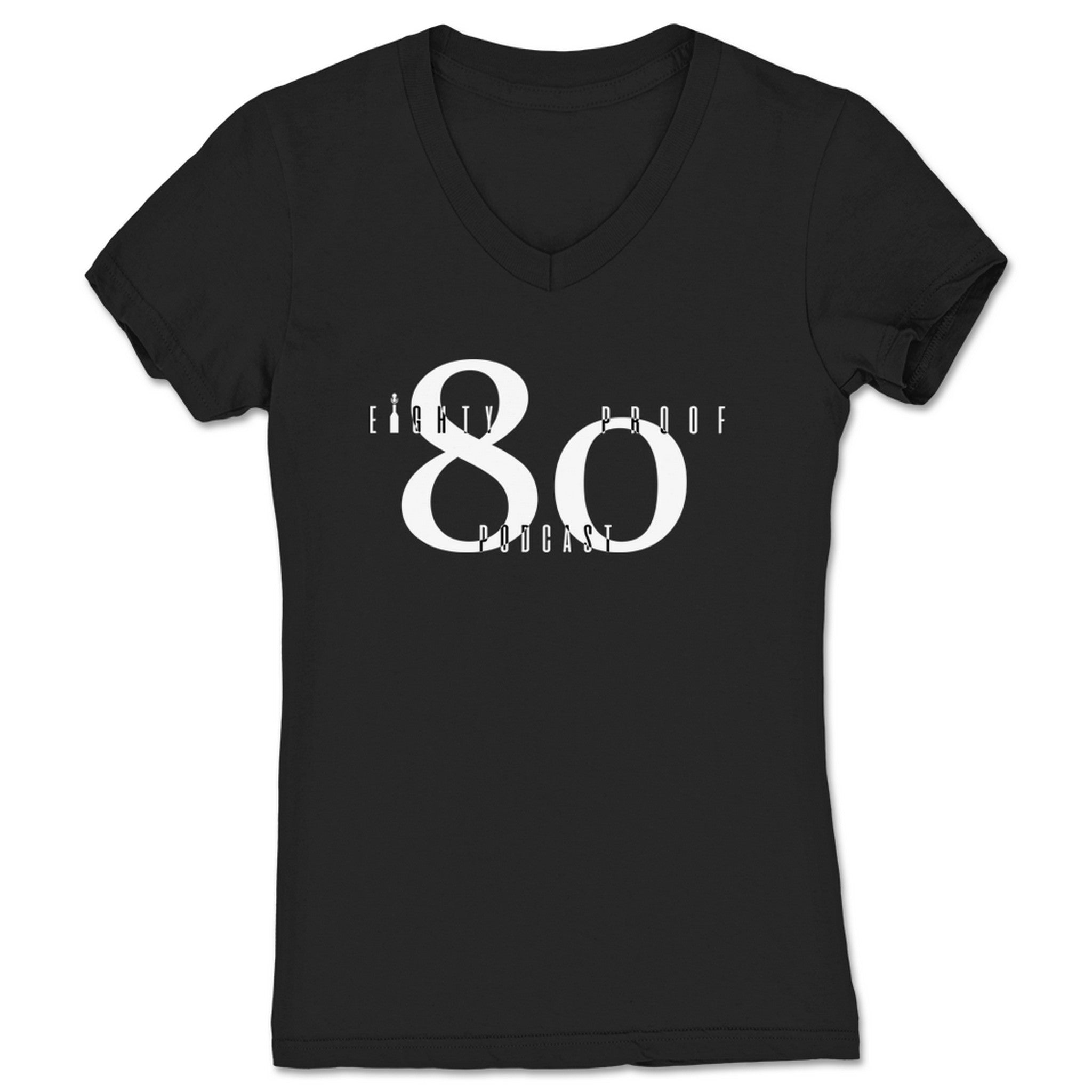 Eighty Proof Podcast Big 80 Women's V-Neck Black