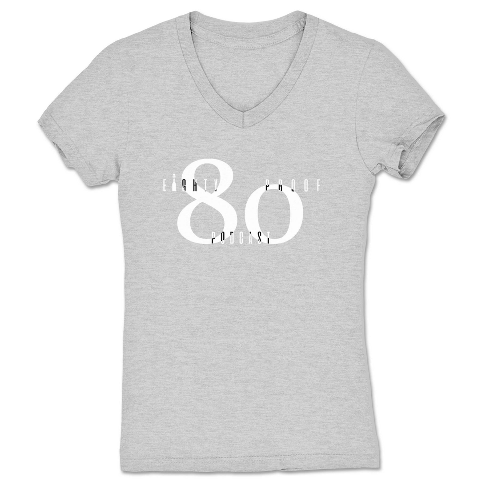 Eighty Proof Podcast Big 80 Women's V-Neck Heather Grey