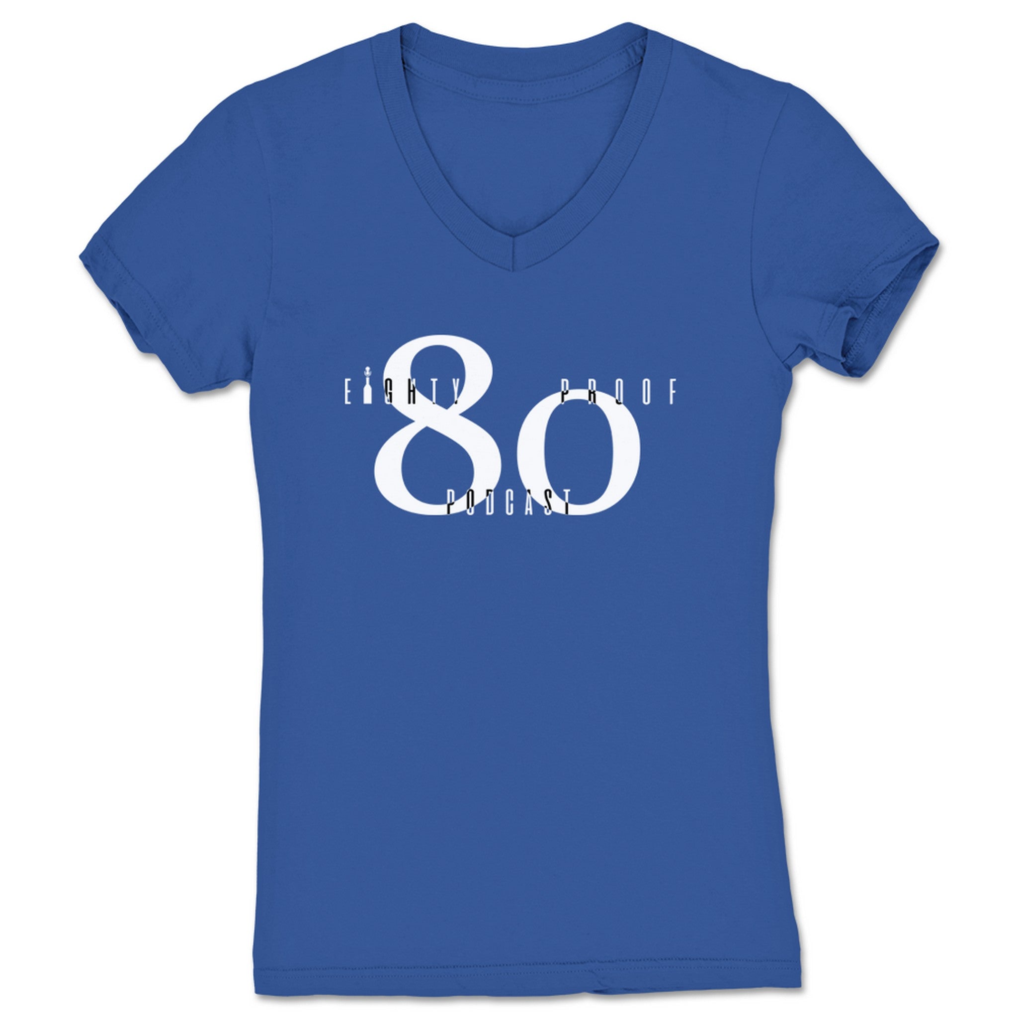 Eighty Proof Podcast Big 80 Women's V-Neck Royal Blue