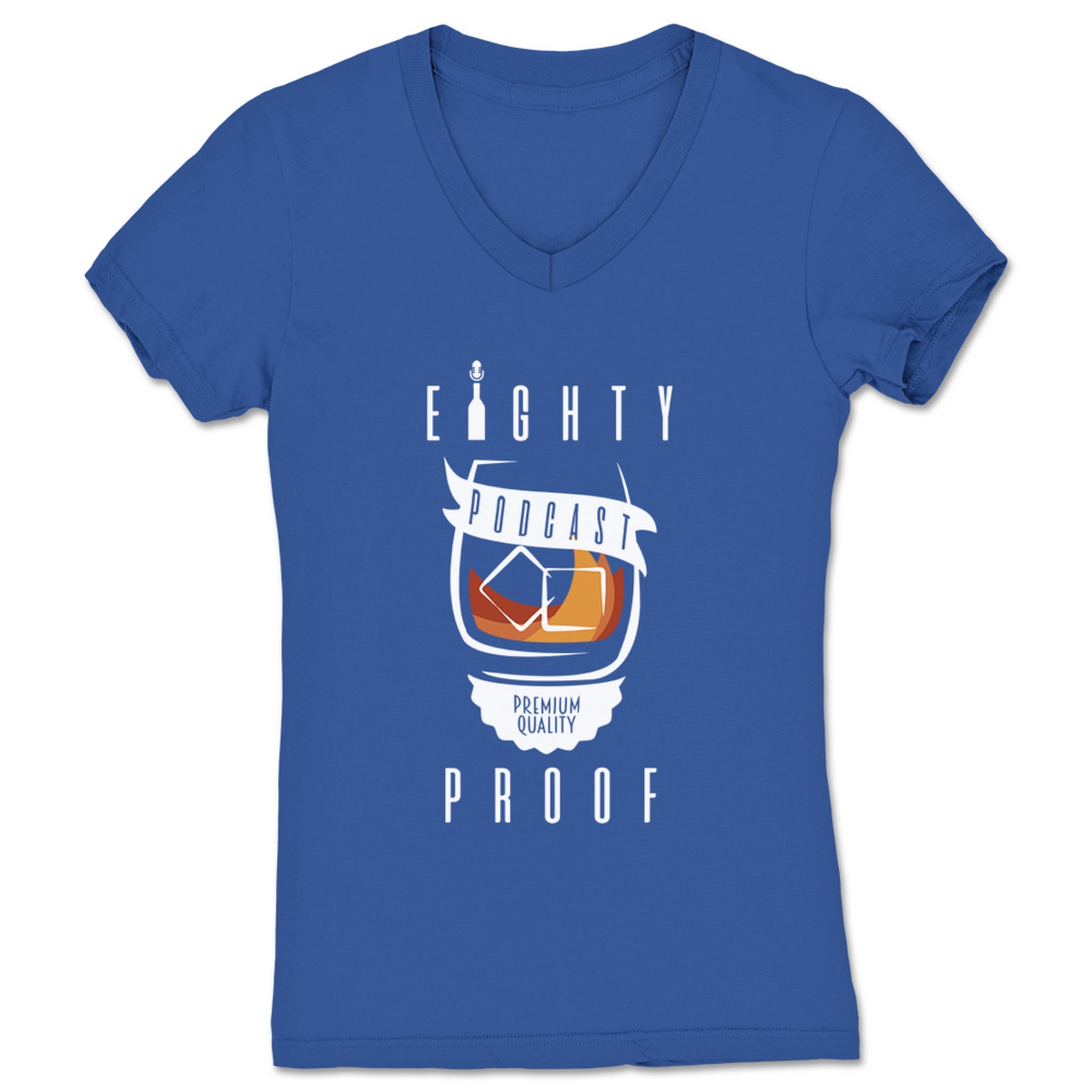Eighty Proof Podcast Premium Quality Podcast Women's V-Neck Royal Blue