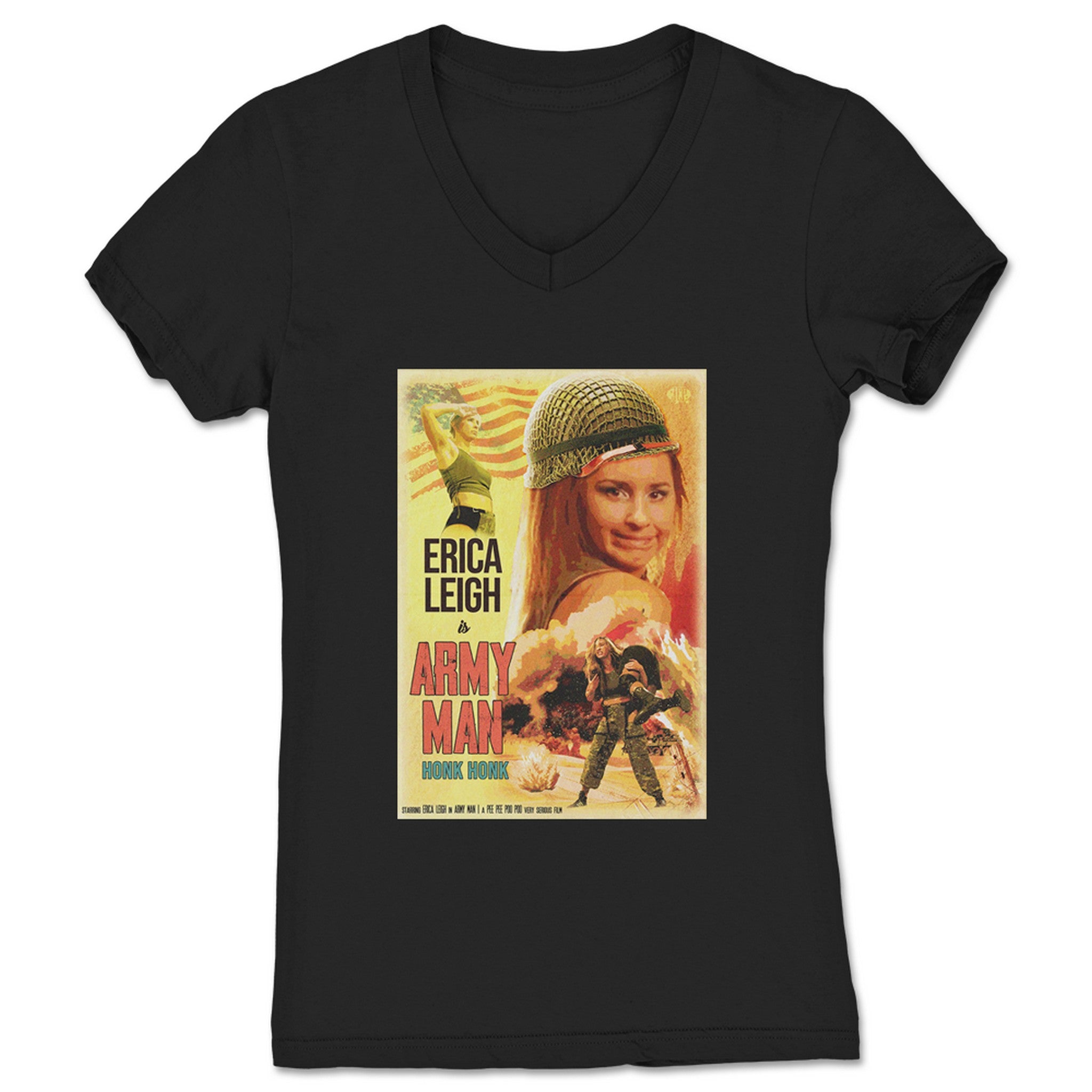 Erica Leigh Army Man Women's V-Neck Black
