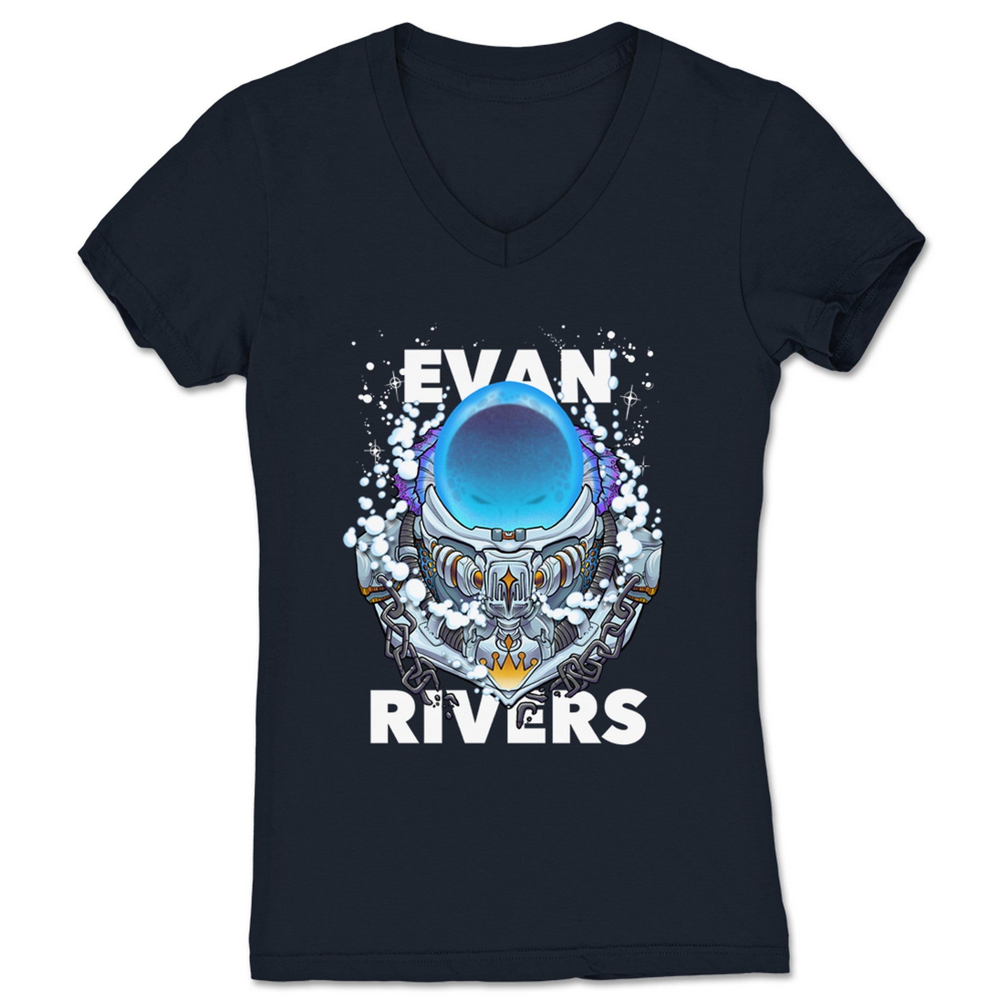 Evan Rivers Astronaut in the Ocean Women's V-Neck Navy