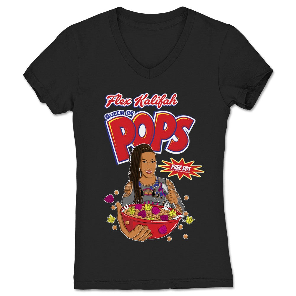 Flex Kalifah Queen of Pops Women's V-Neck Black