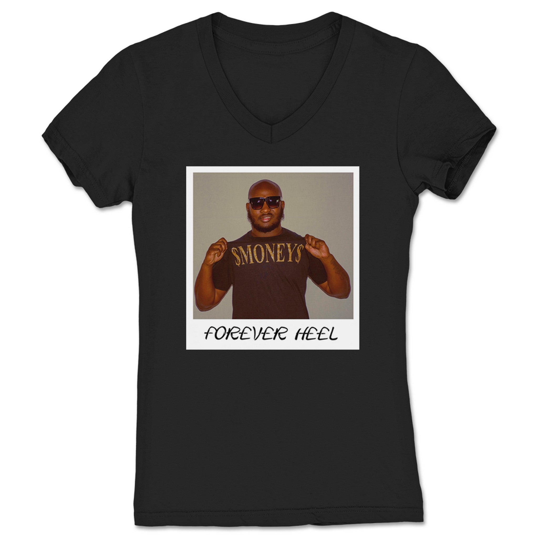 Forever Heel Money Instant Photo Women's V-Neck Black