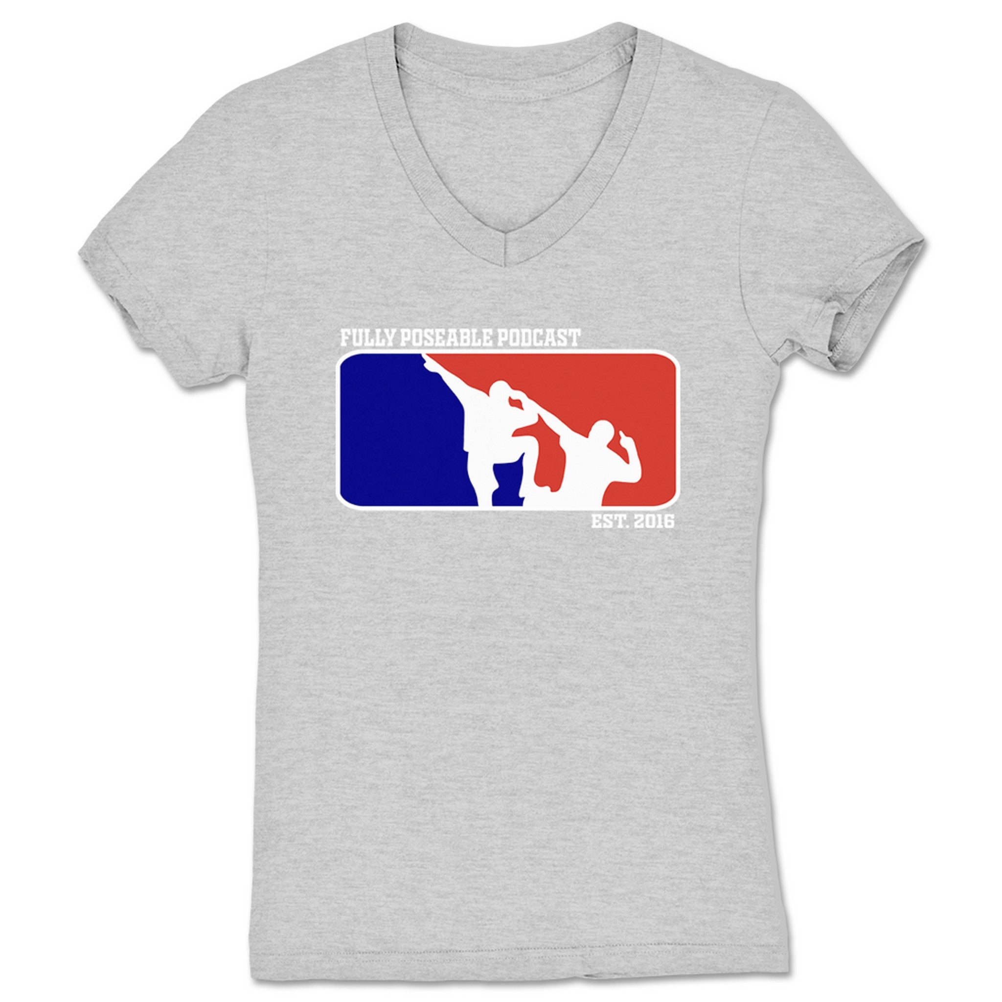 FullyPoseable Wrestling Figure Podcast #FigLife League Women's V-Neck Heather Grey