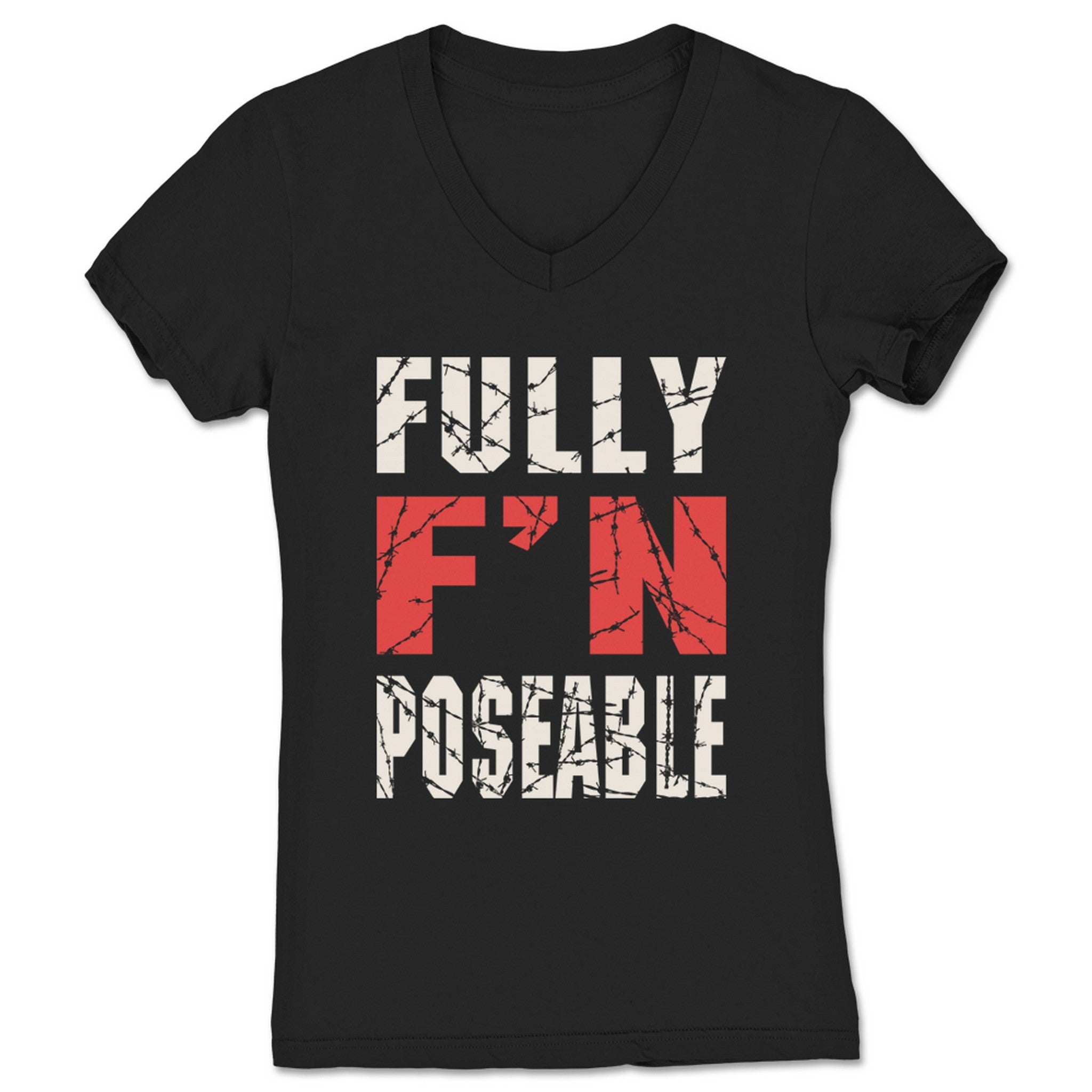 FullyPoseable Wrestling Figure Podcast Fully F'N Poseable Women's V-Neck Black