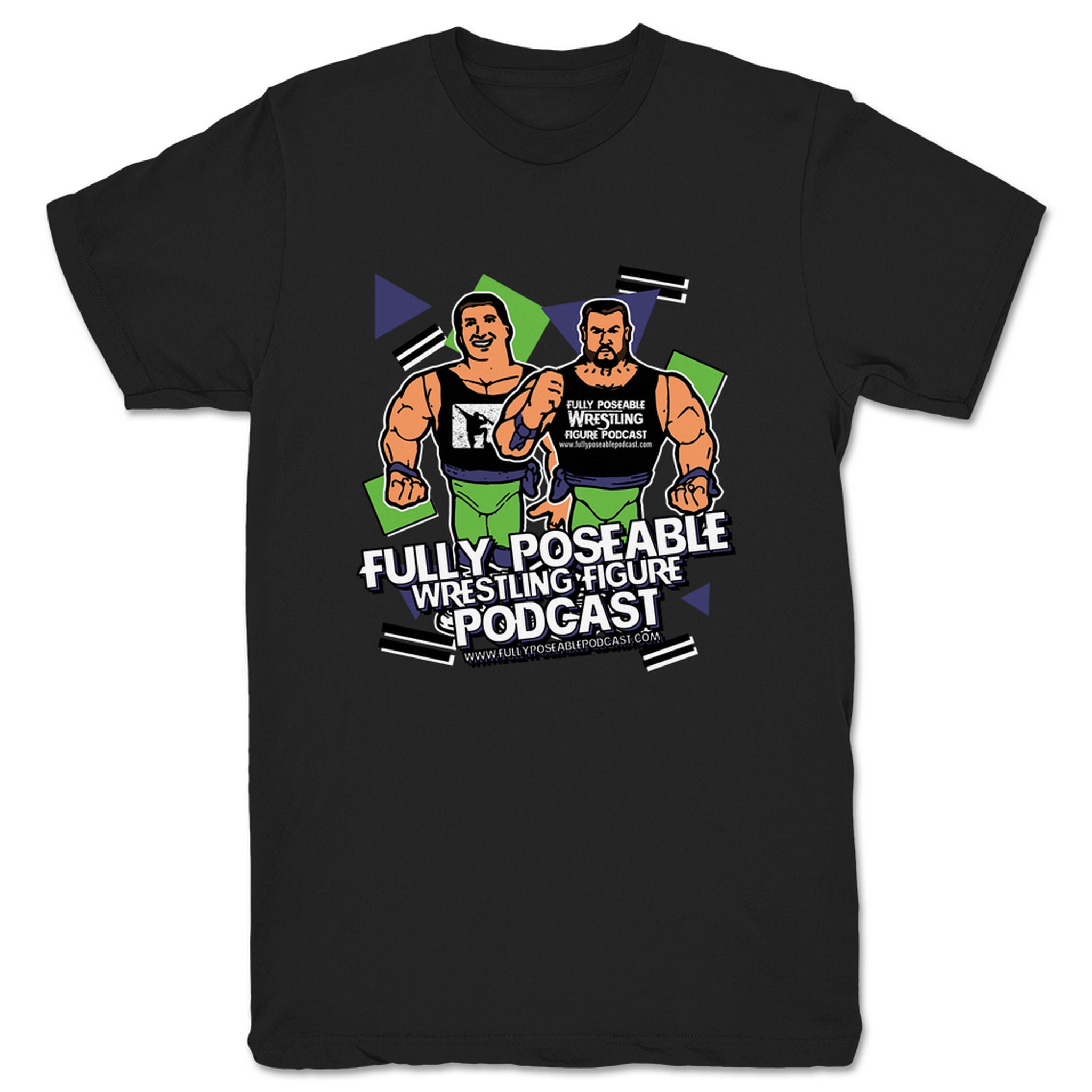 FullyPoseable Wrestling Figure Podcast FullyPoseable Goes Retro Unisex Tee Black