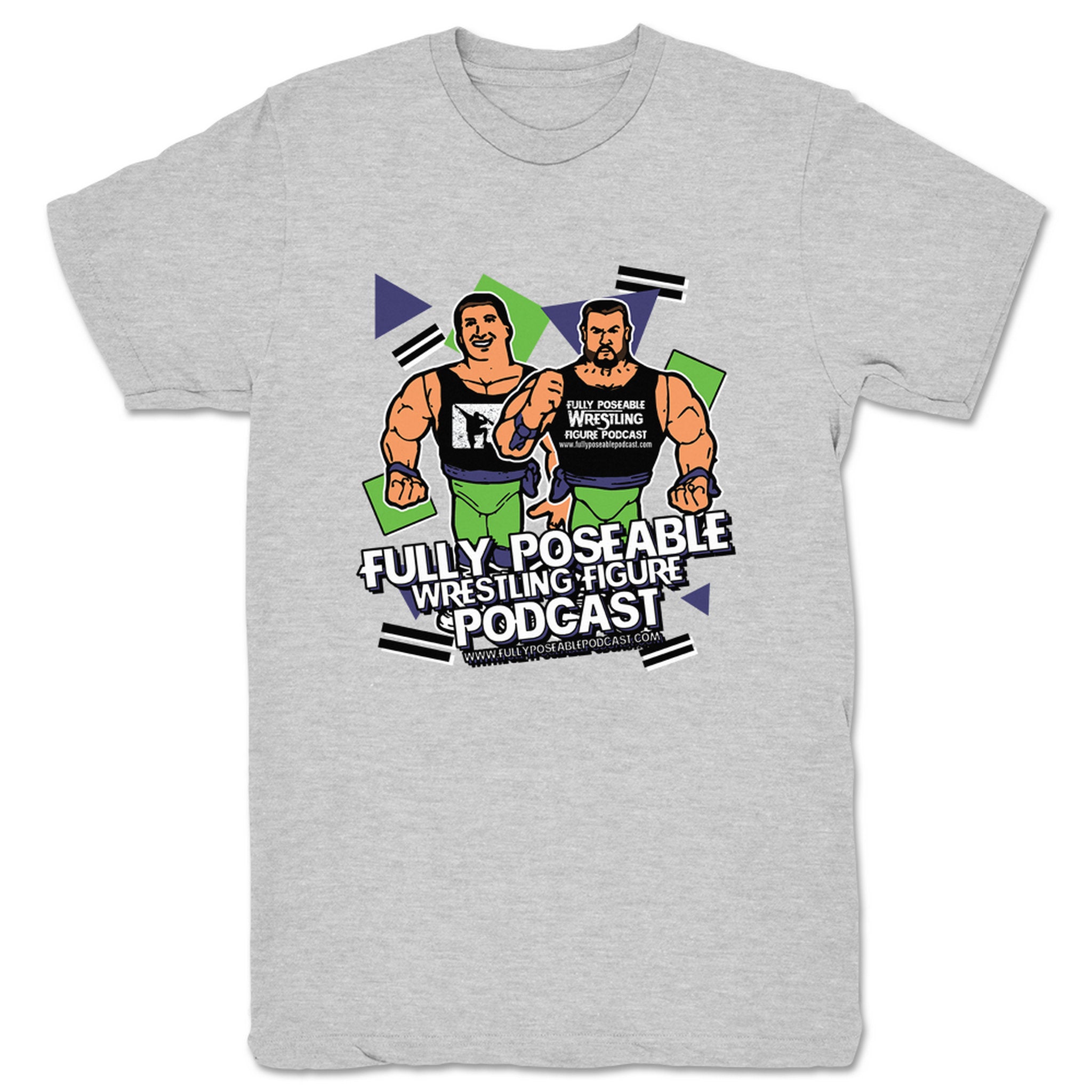 FullyPoseable Wrestling Figure Podcast FullyPoseable Goes Retro Unisex Tee Heather Grey