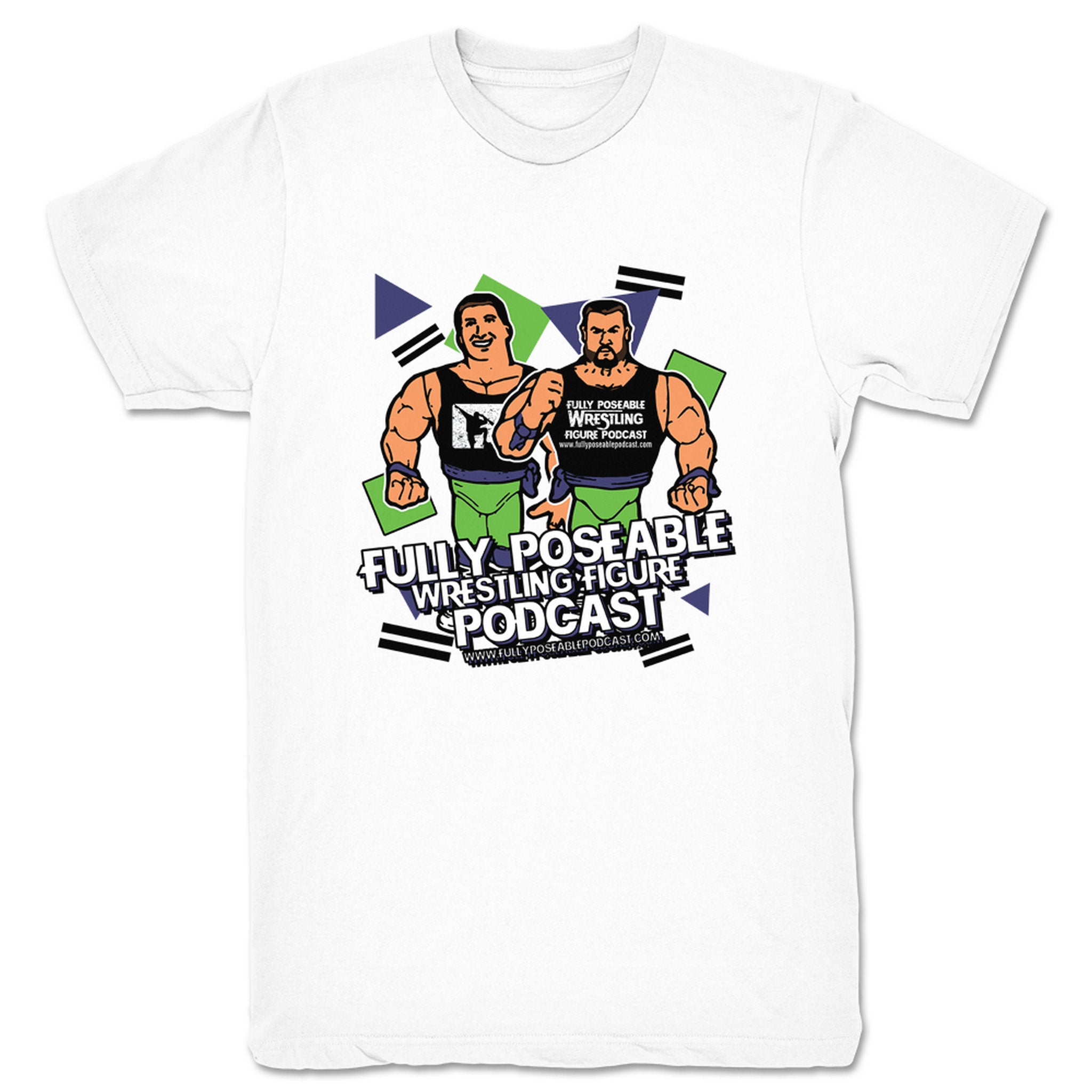 FullyPoseable Wrestling Figure Podcast FullyPoseable Goes Retro Unisex Tee White