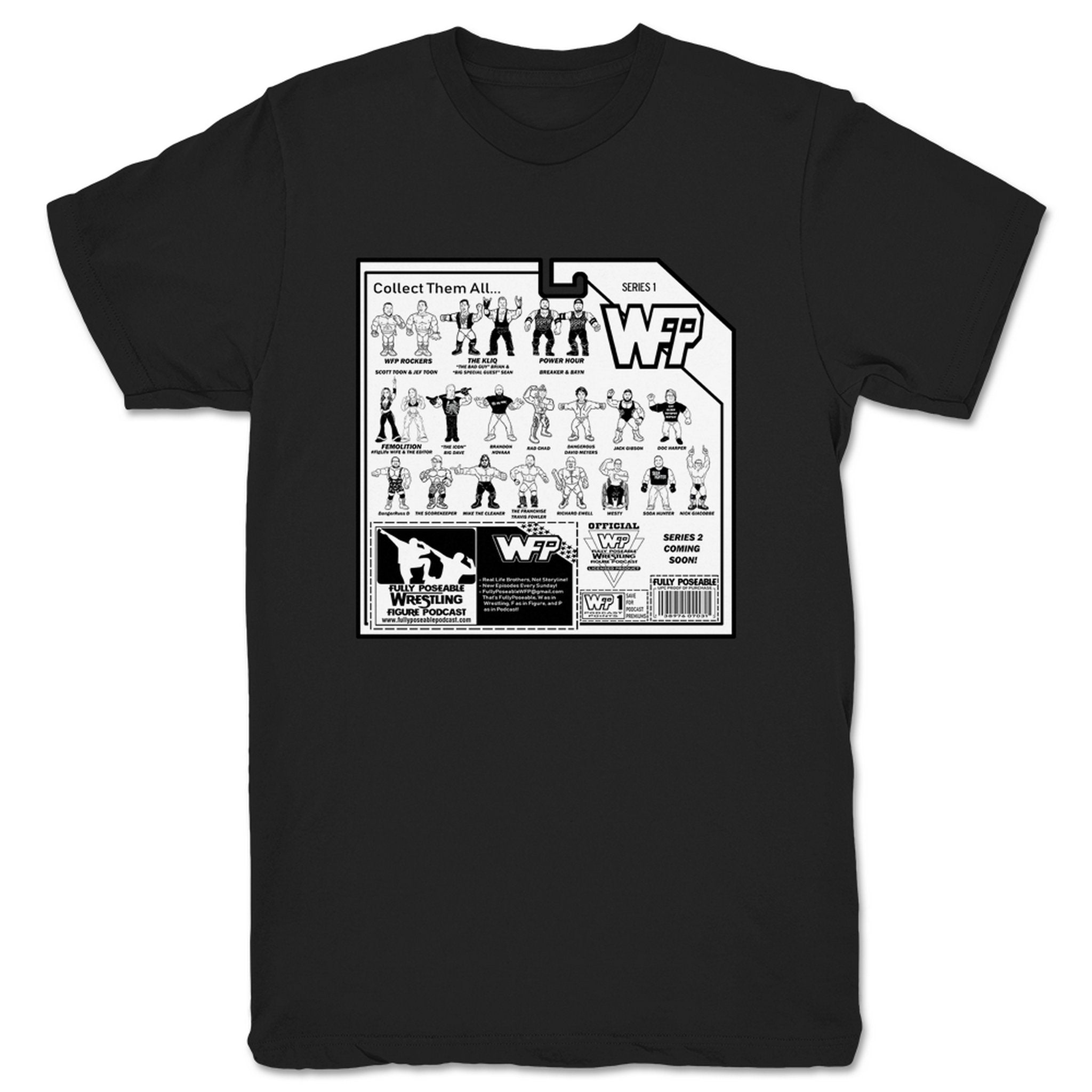 FullyPoseable Wrestling Figure Podcast Listener Card Back Series 1 Unisex Tee Black