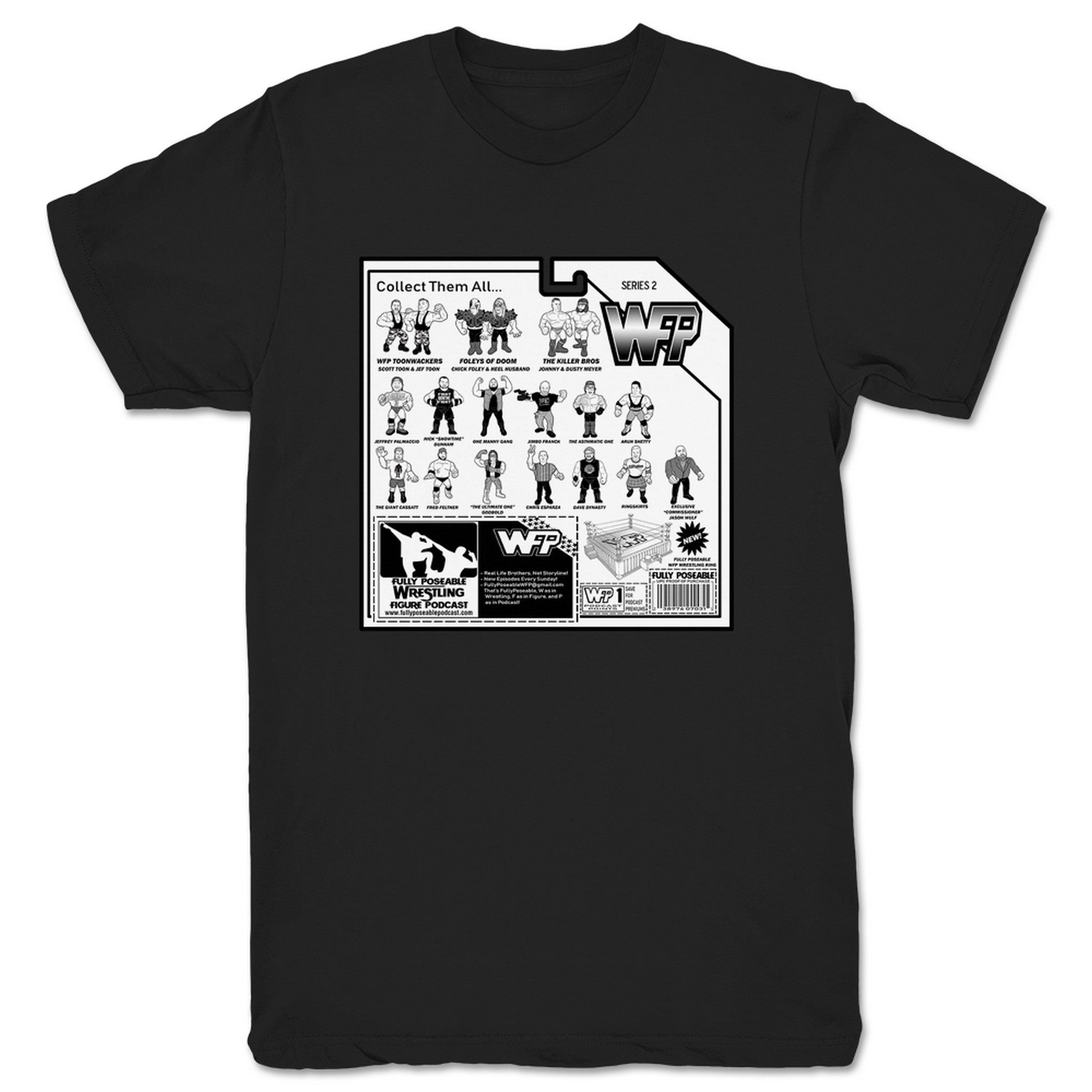 FullyPoseable Wrestling Figure Podcast Listener Card Back Series 2 Unisex Tee Black