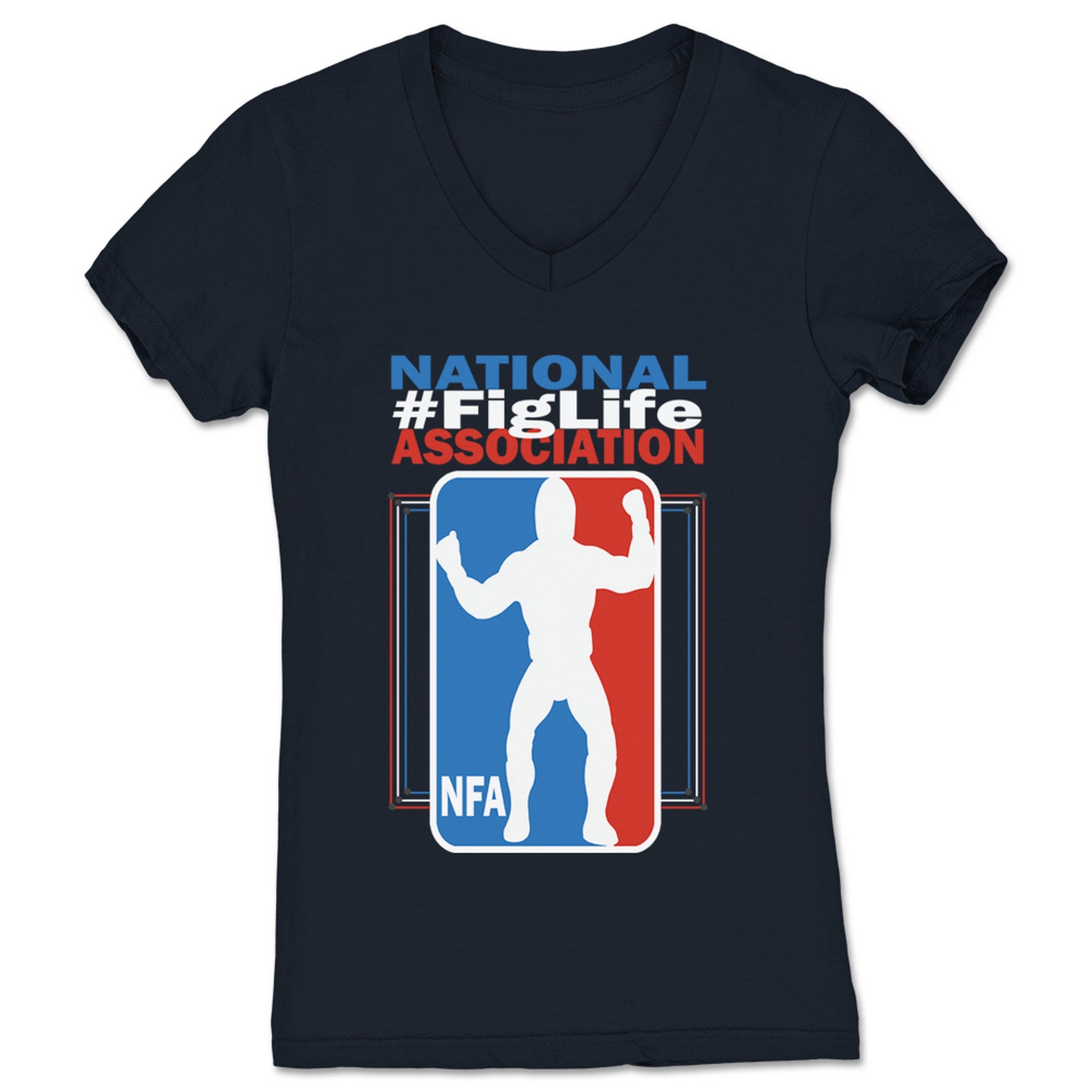 FullyPoseable Wrestling Figure Podcast National #FigLife Association Women's V-Neck Navy