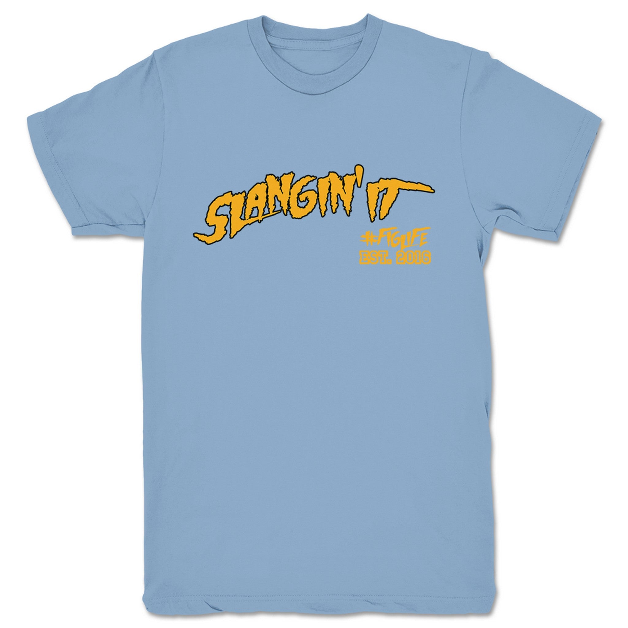 FullyPoseable Wrestling Figure Podcast Slangin' It Unisex Tee Baby Blue