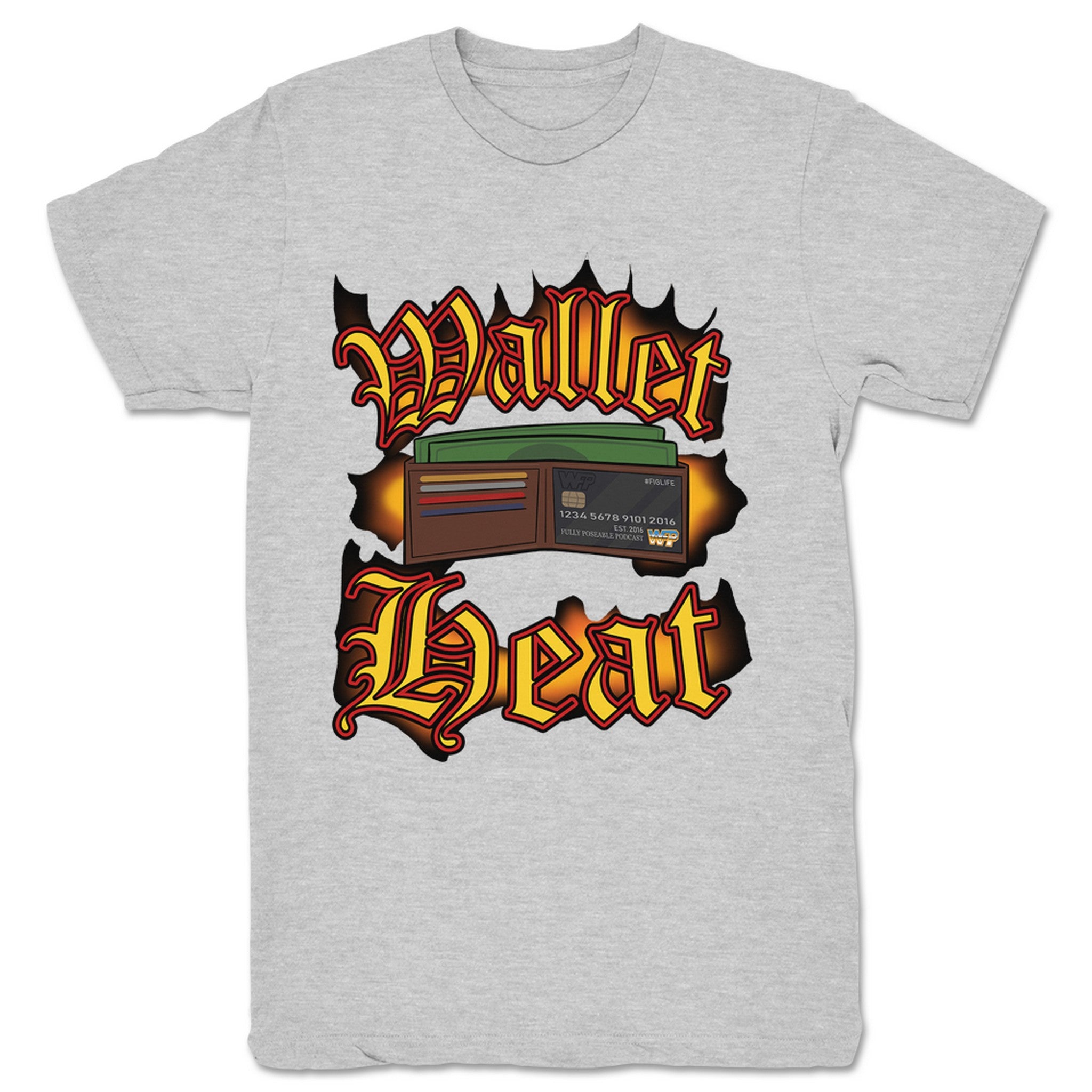 FullyPoseable Wrestling Figure Podcast Wallet Heat Unisex Tee Heather Grey