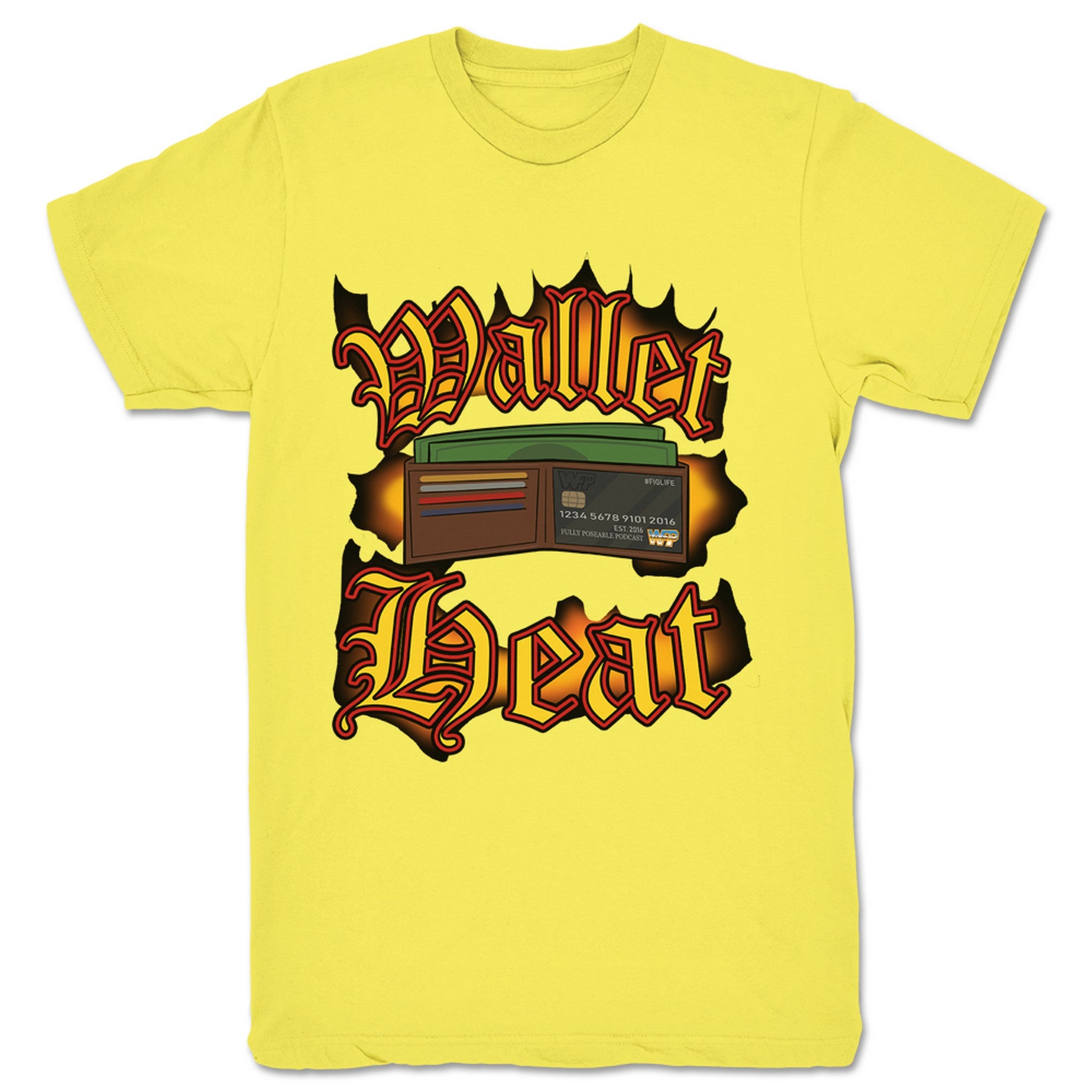 FullyPoseable Wrestling Figure Podcast Wallet Heat Unisex Tee Yellow