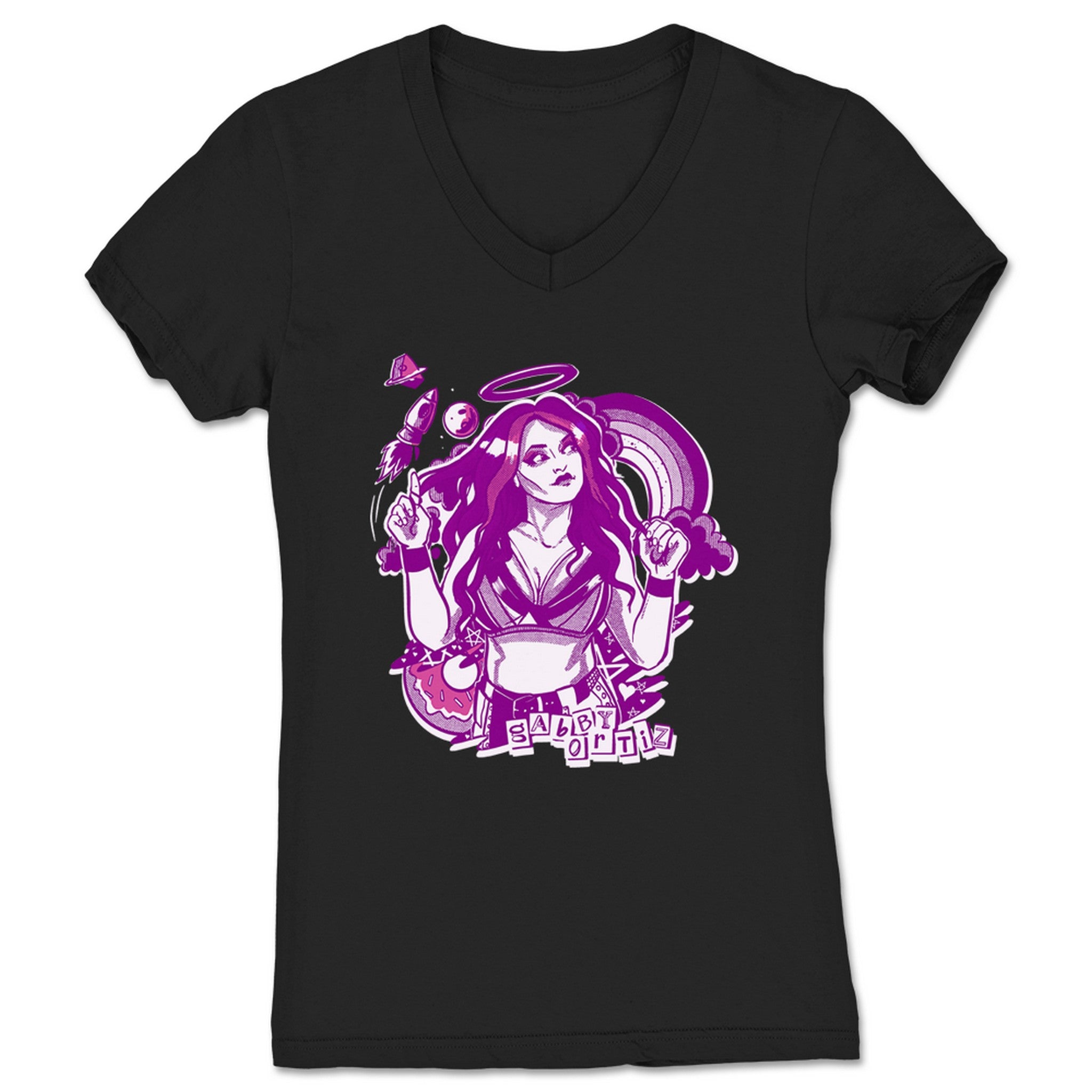 Gabby Ortiz Just Doodlin' Women's V-Neck Black