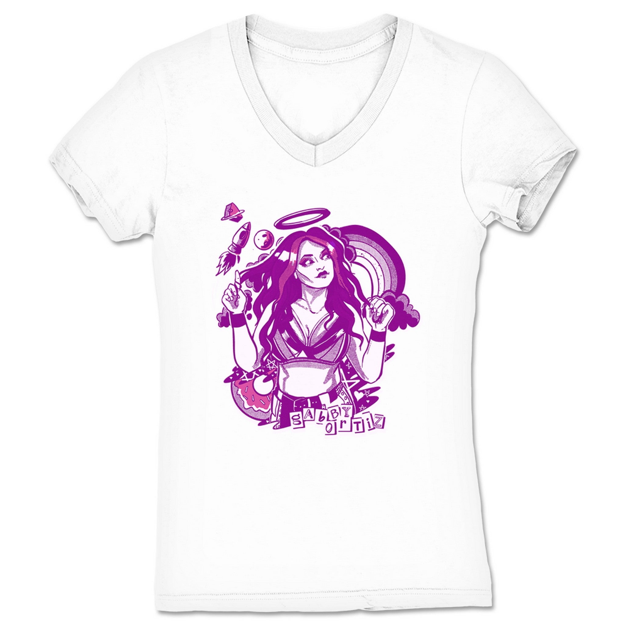 Gabby Ortiz Just Doodlin' Women's V-Neck White