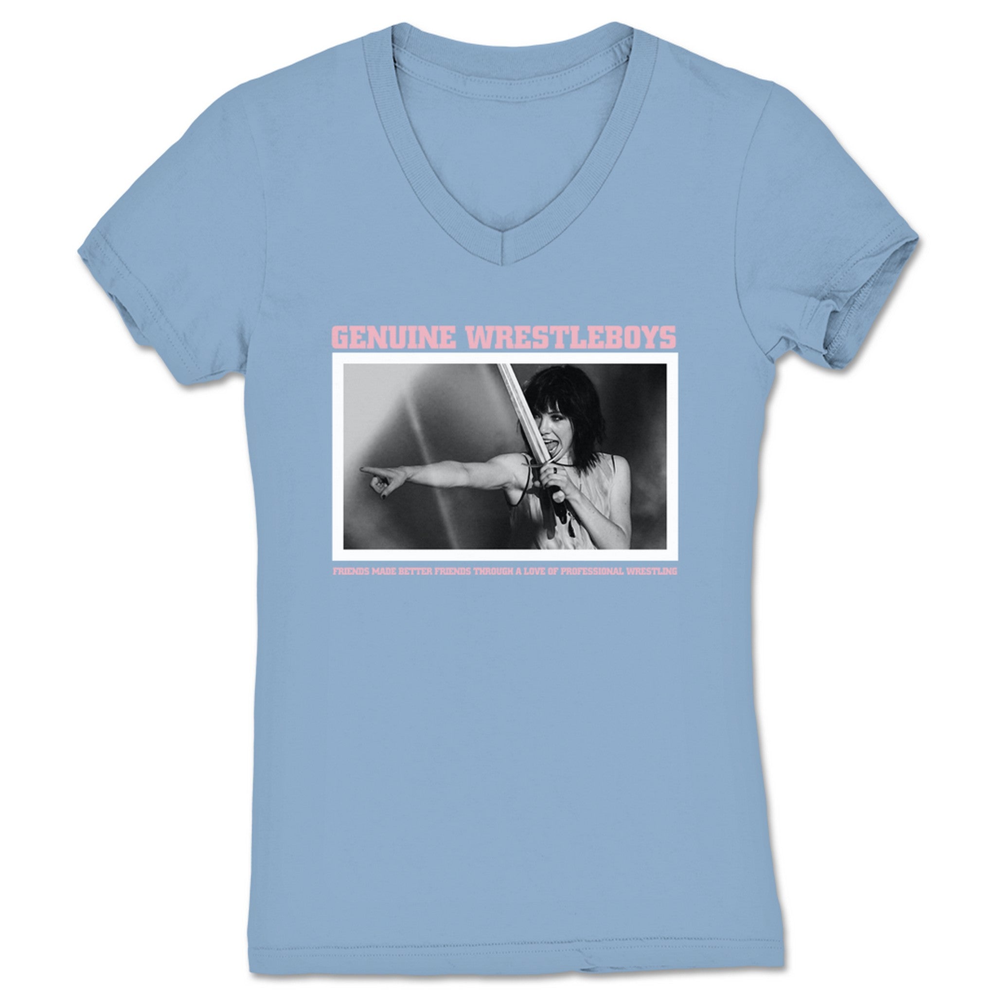 Genuine Wrestleboys Podcast Give Wrestleboys a Sword Women's V-Neck Baby Blue