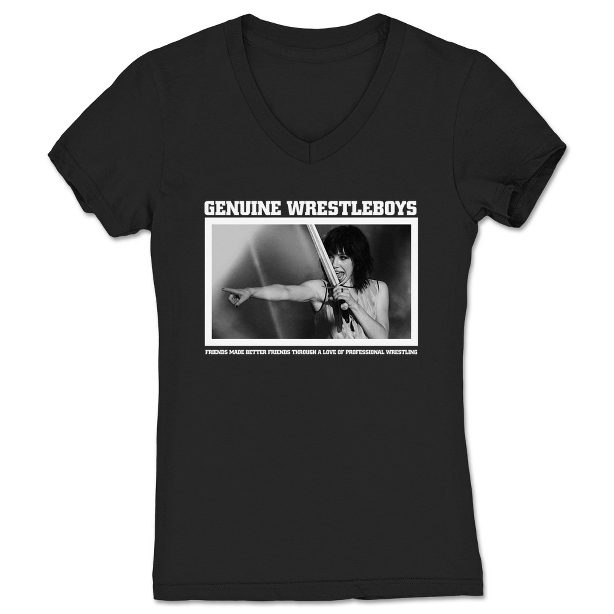 Genuine Wrestleboys Podcast Give Wrestleboys a Sword Women's V-Neck Black