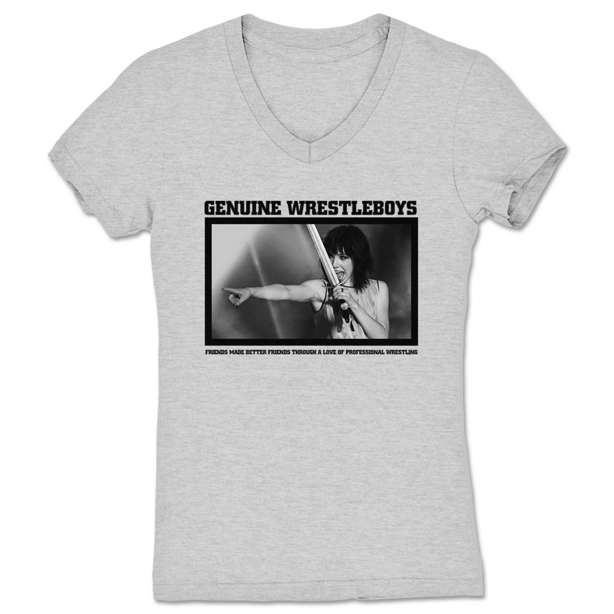 Genuine Wrestleboys Podcast Give Wrestleboys a Sword Women's V-Neck Heather Grey