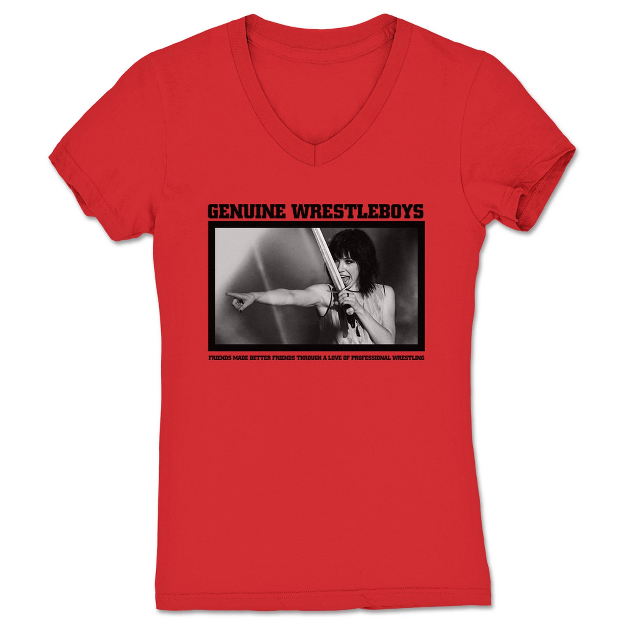 Genuine Wrestleboys Podcast Give Wrestleboys a Sword Women's V-Neck Red