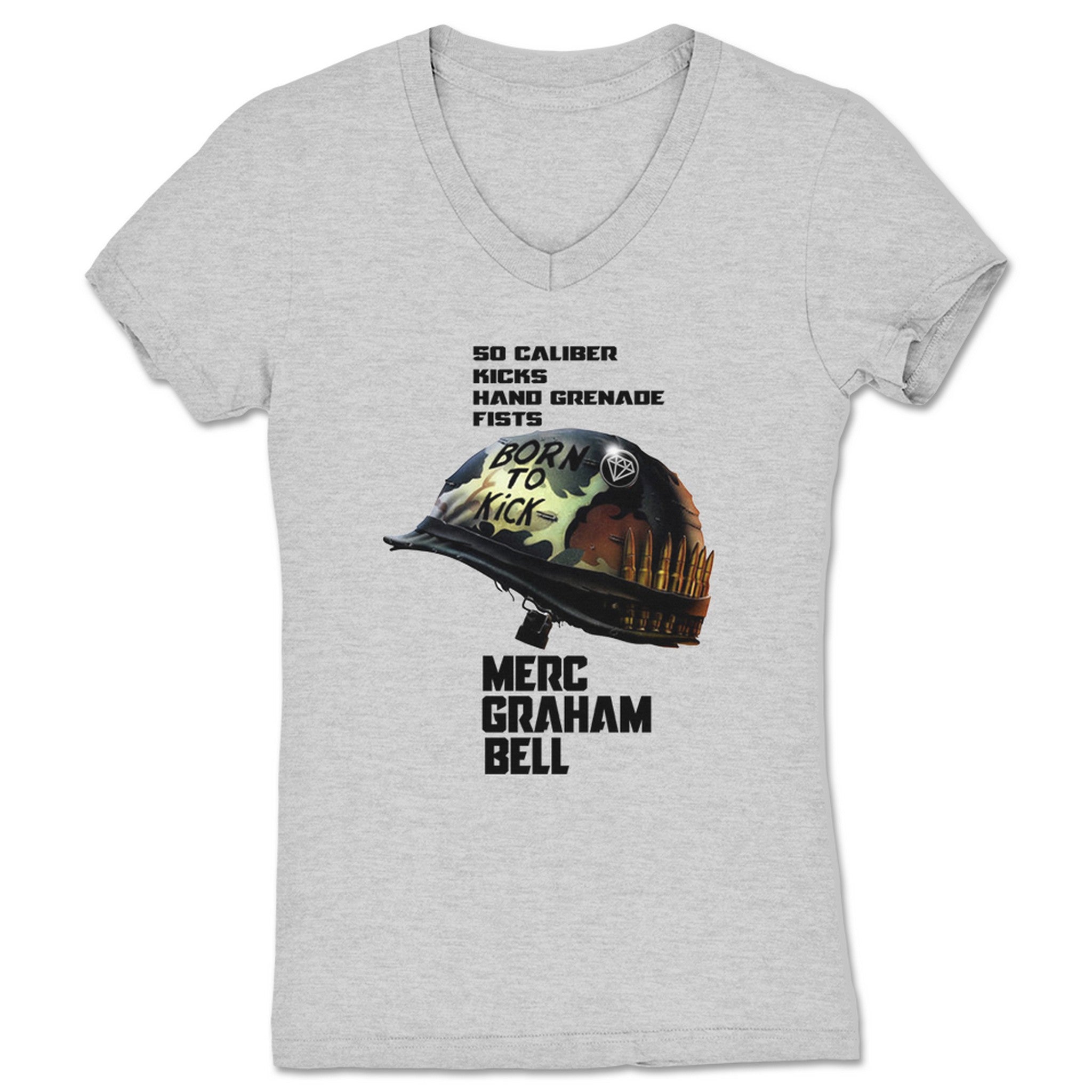 Graham Bell Born to Kick Women's V-Neck Heather Grey