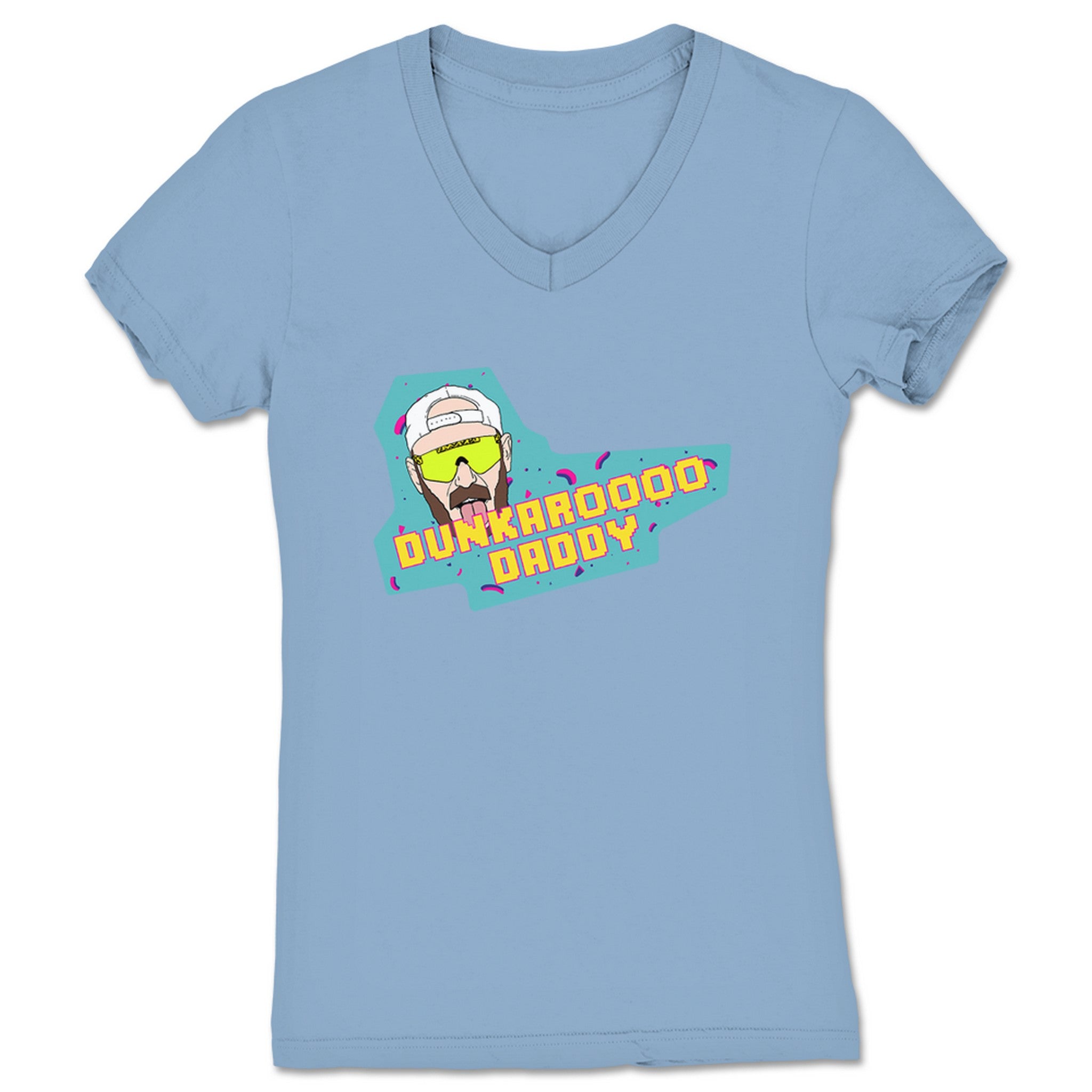 HOT ROD DADDY ANDY DUNKAROOOO DADDY Women's V-Neck Baby Blue