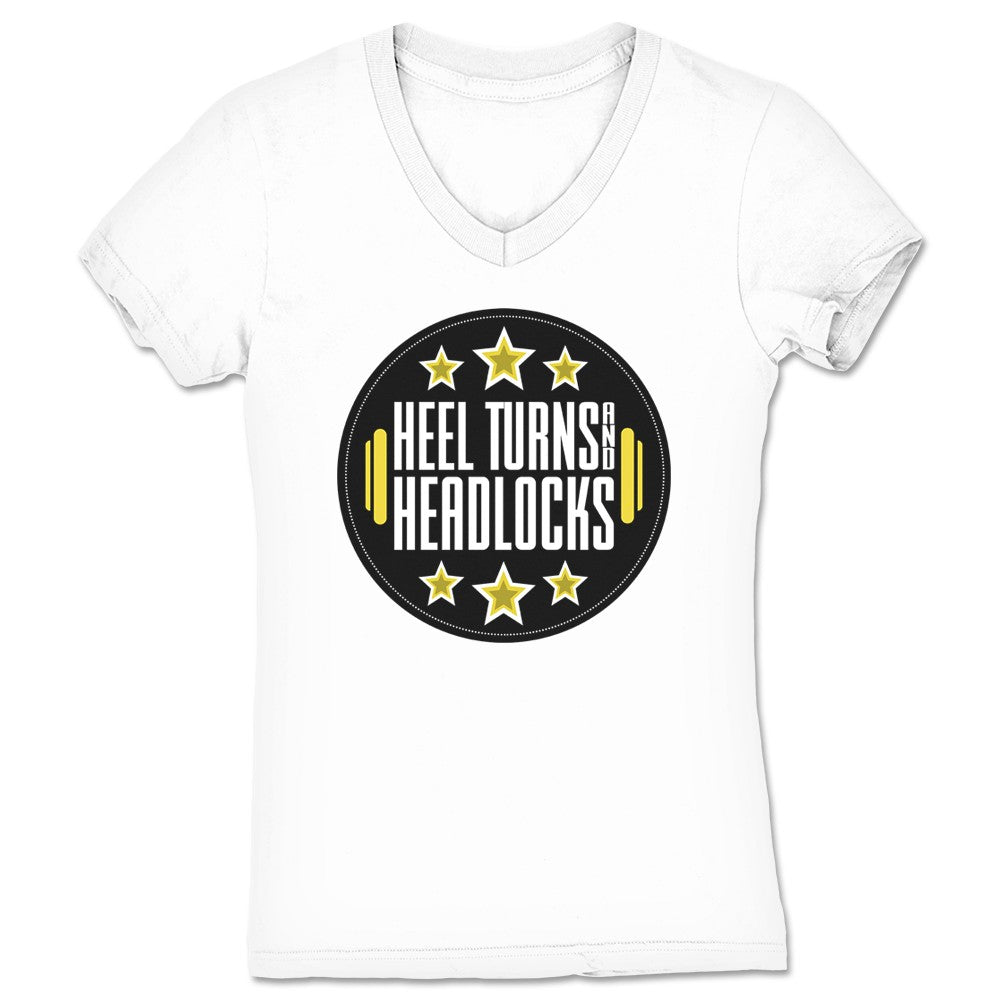 Heel Turns & Headlocks Official Podcast Logo Women's V-Neck White