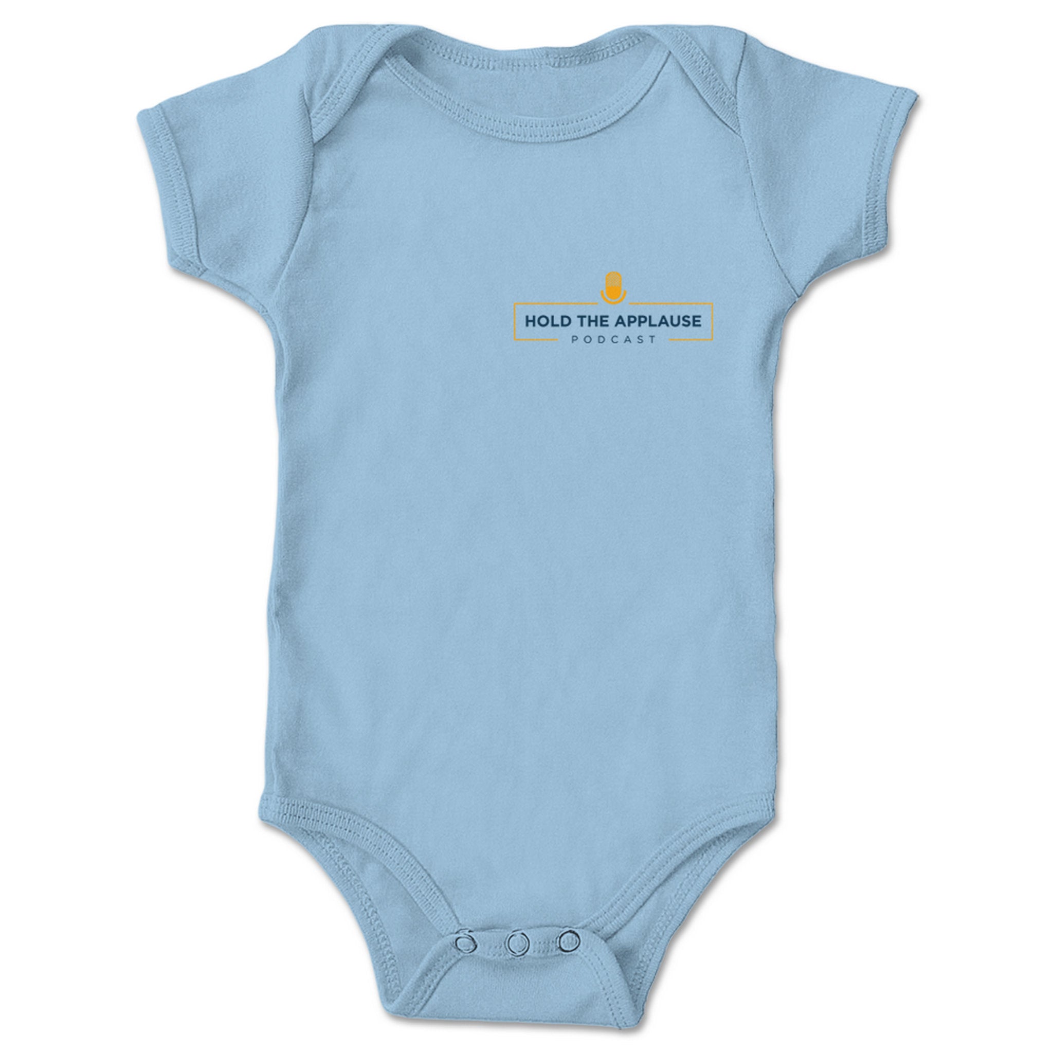 Hold the Applause Podcast Classic Logo Infant Onesie Light Blue