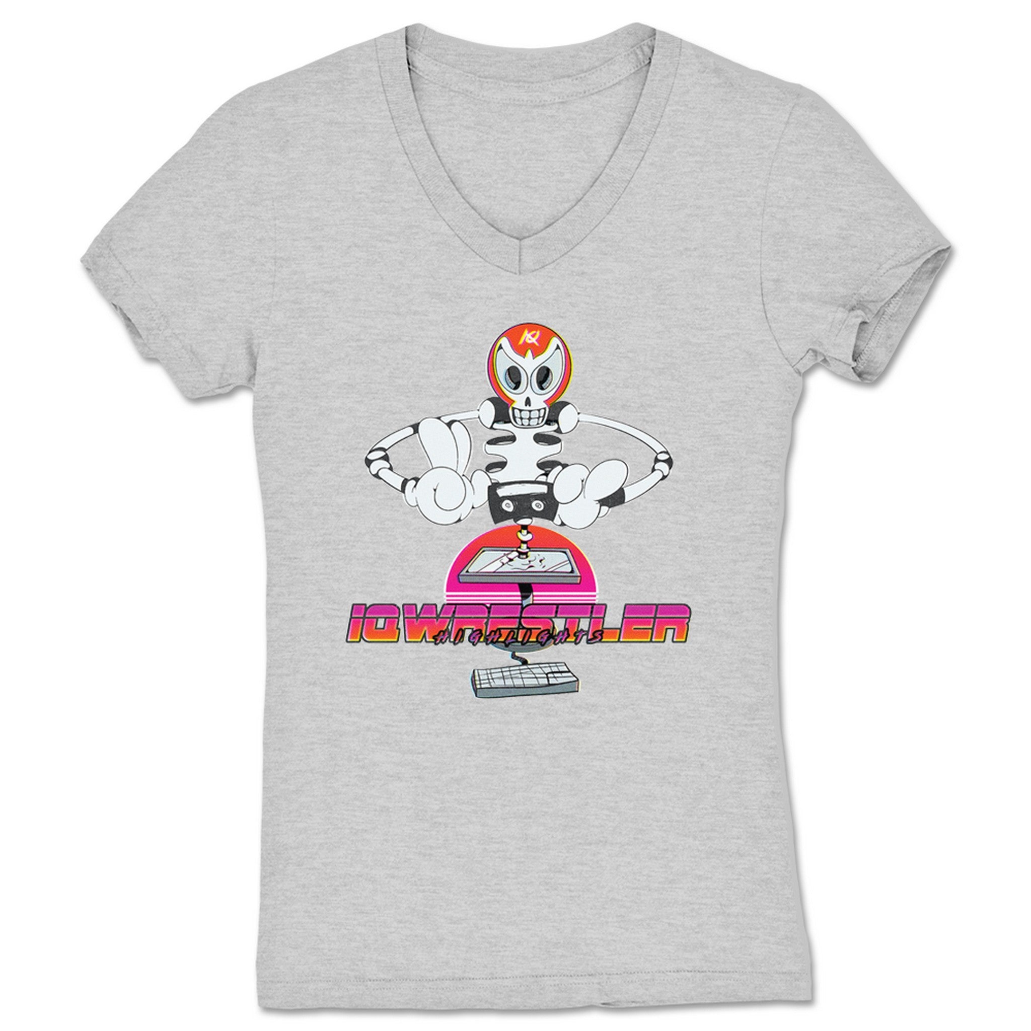 IQWrestler Highlights Highlight Genie Women's V-Neck Heather Grey