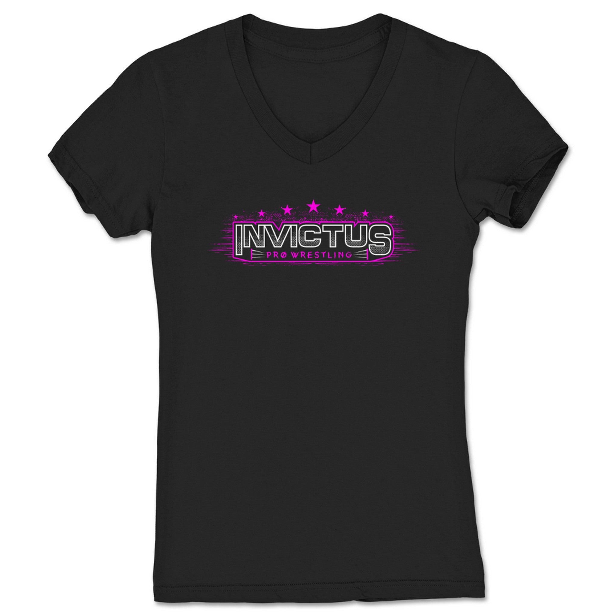 Invictus Pro Wrestling Invictus Pro Wrestling Logo (Hot Pink) Women's V-Neck Black