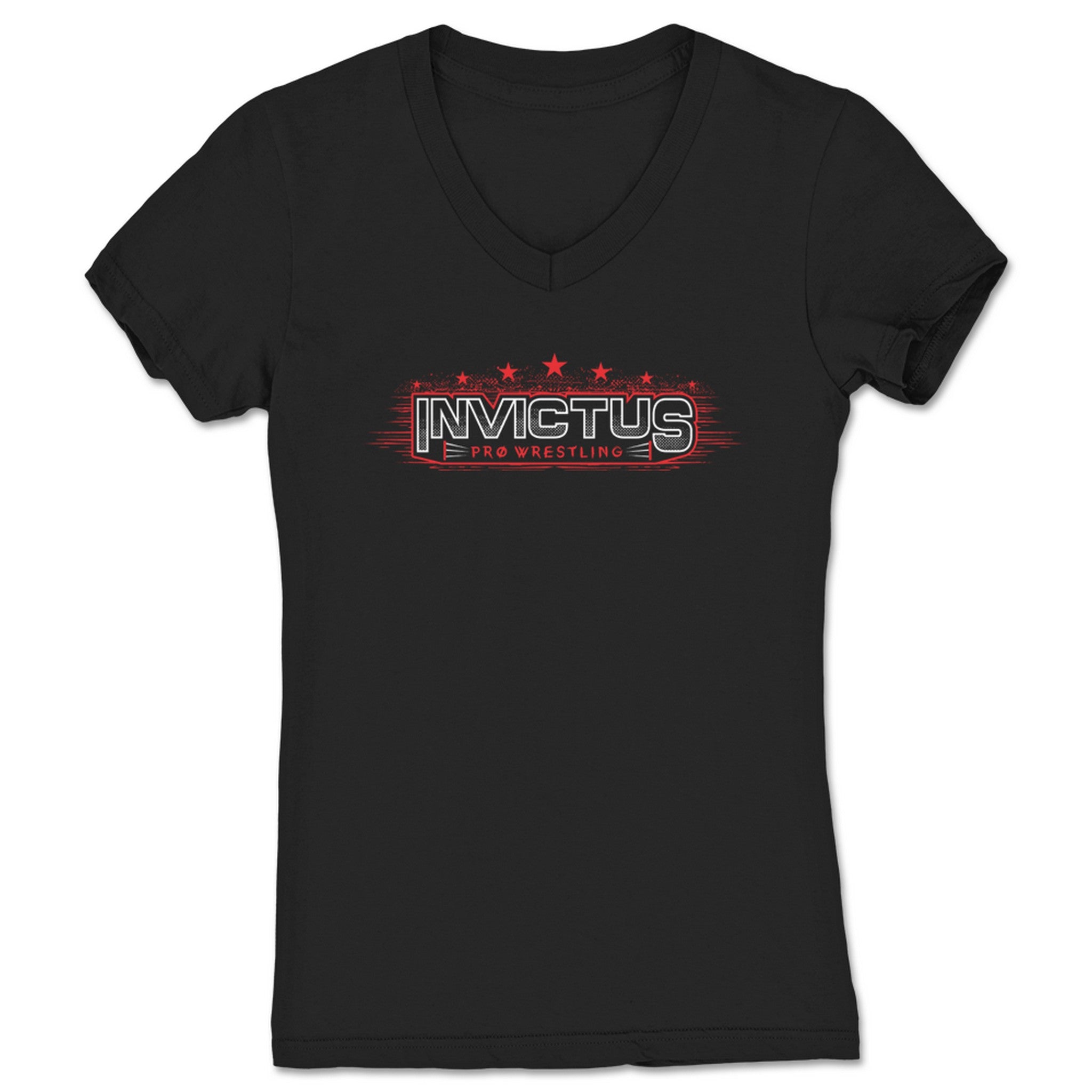 Invictus Pro Wrestling Invictus Pro Wrestling Logo (Red) Women's V-Neck Black