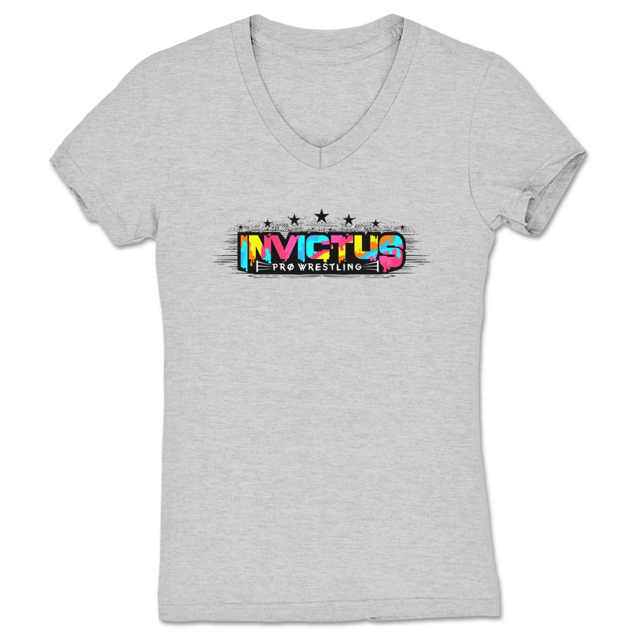 Invictus Pro Wrestling Invictus Rigby Logo Women's V-Neck Heather Grey