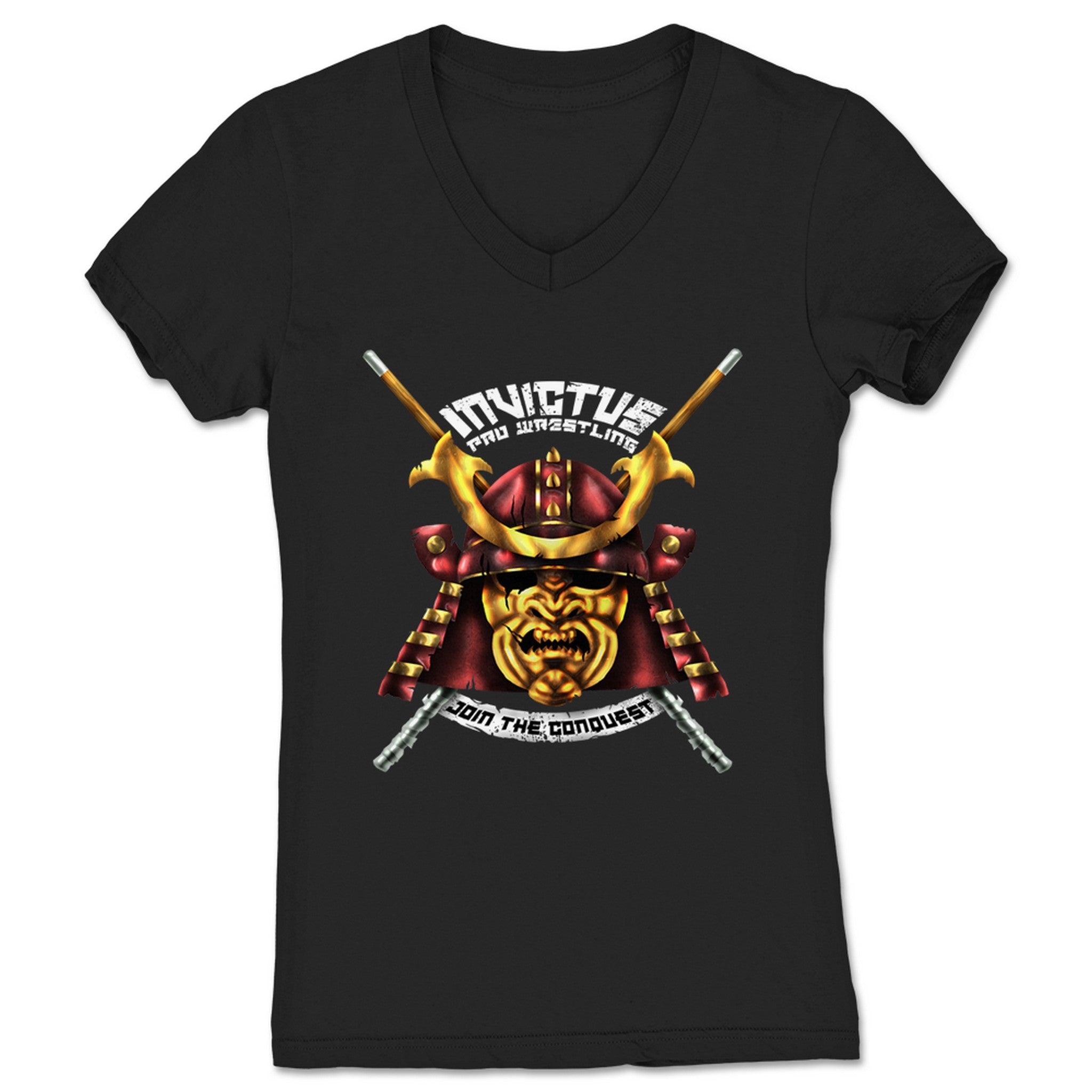 Invictus Pro Wrestling Samurai Join the Conquest Women's V-Neck Black