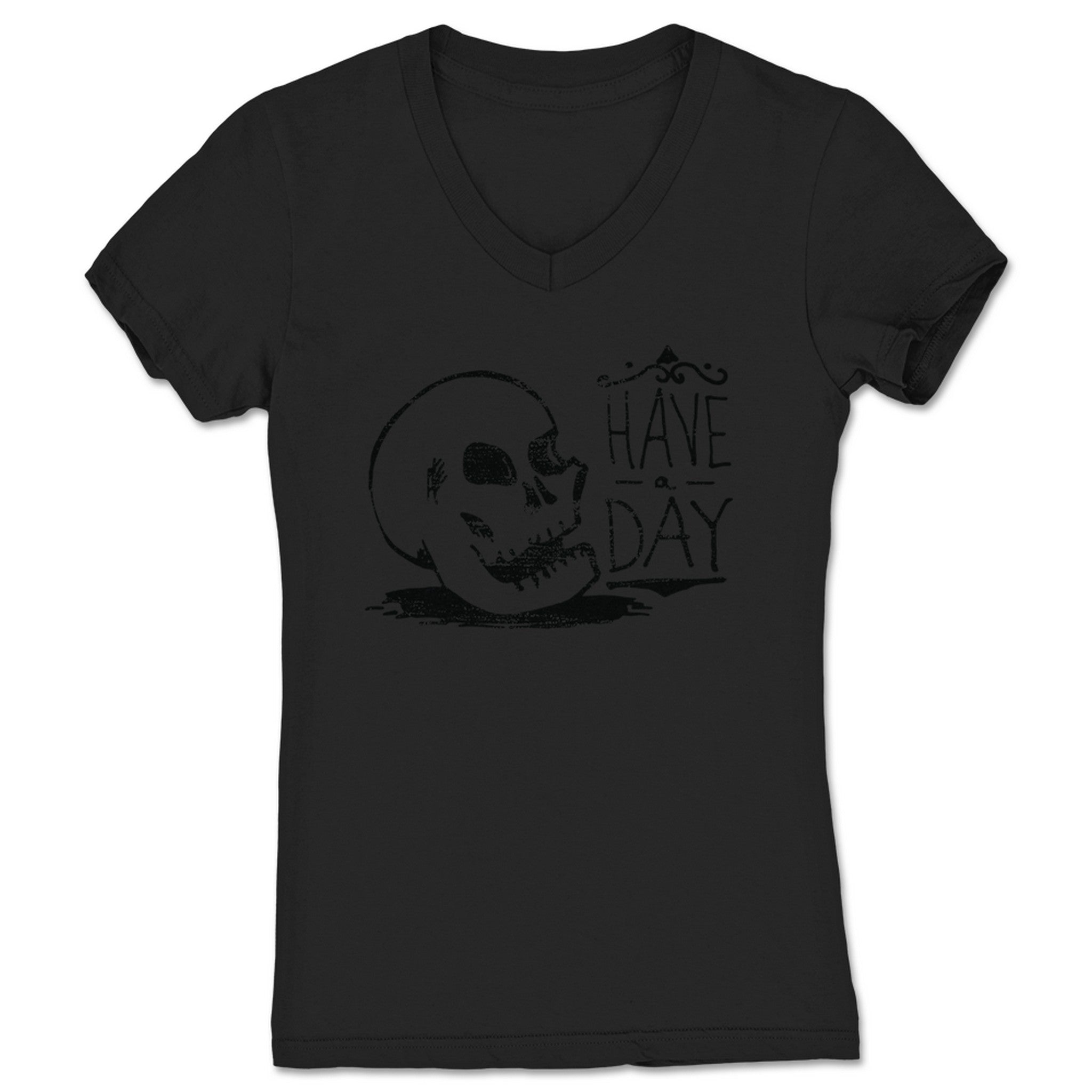 JZ Designs Have a Day Women's V-Neck Black (w/ Black Print)