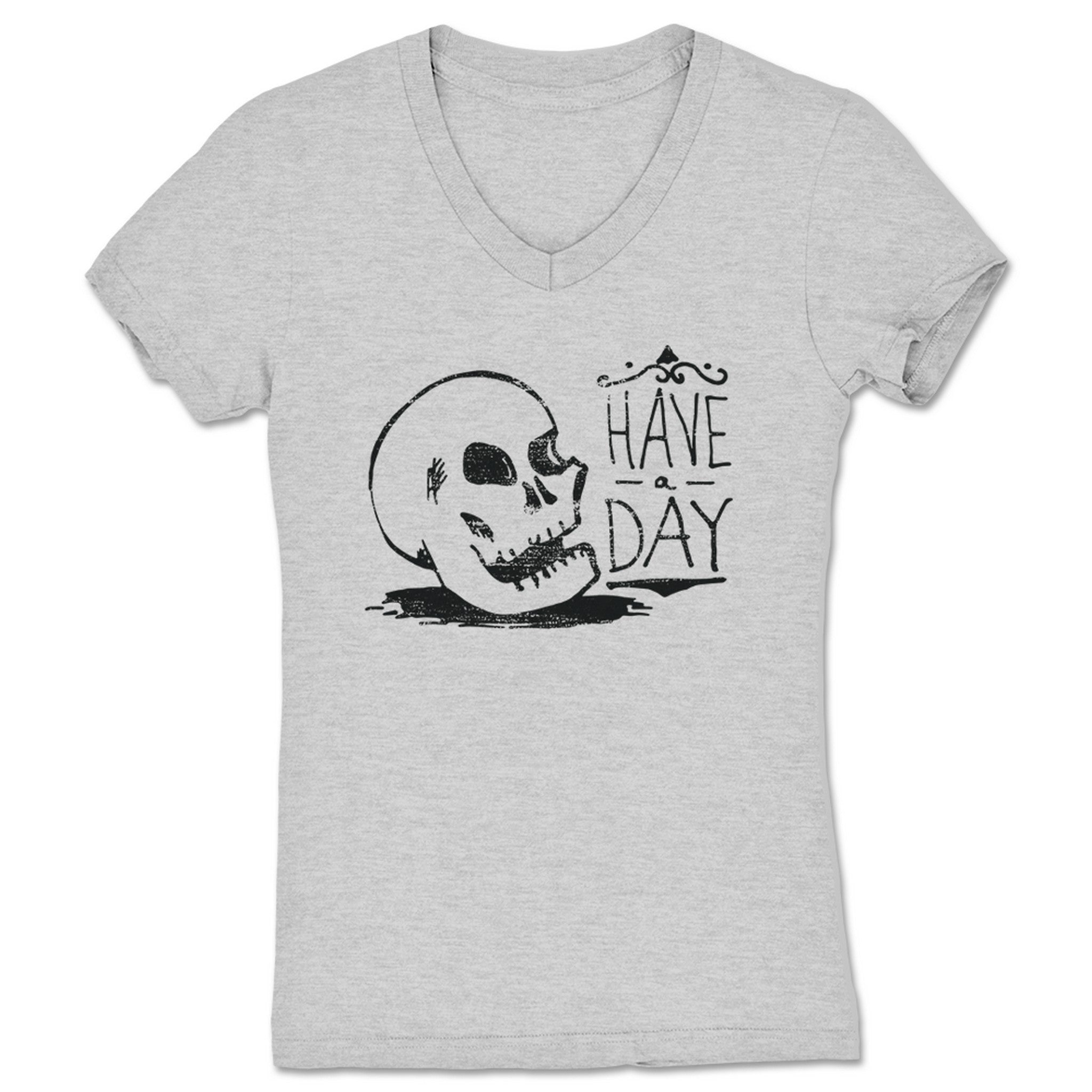 JZ Designs Have a Day Women's V-Neck Heather Grey (w/ Black Print)