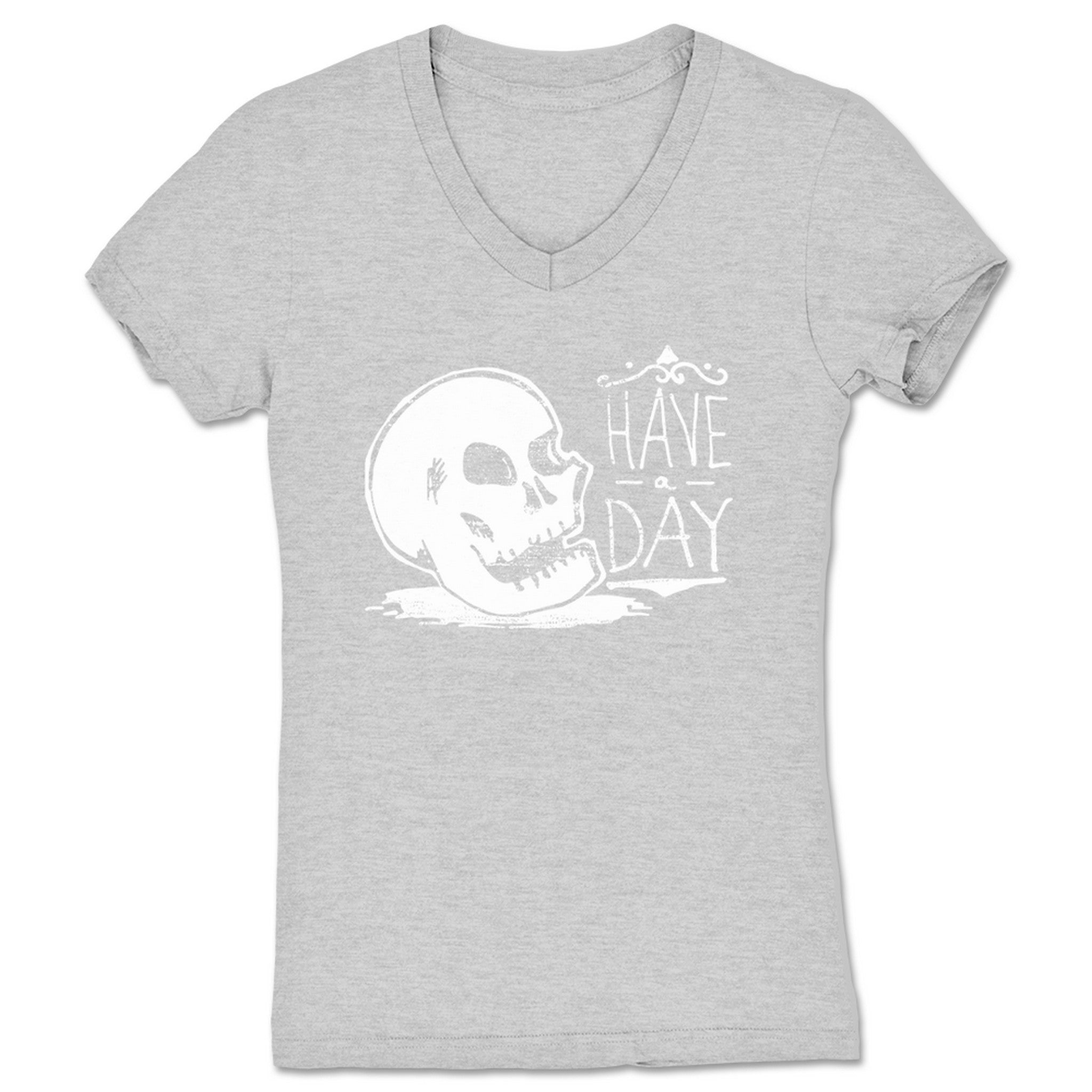 JZ Designs Have a Day Women's V-Neck Heather Grey (w/ White Print)
