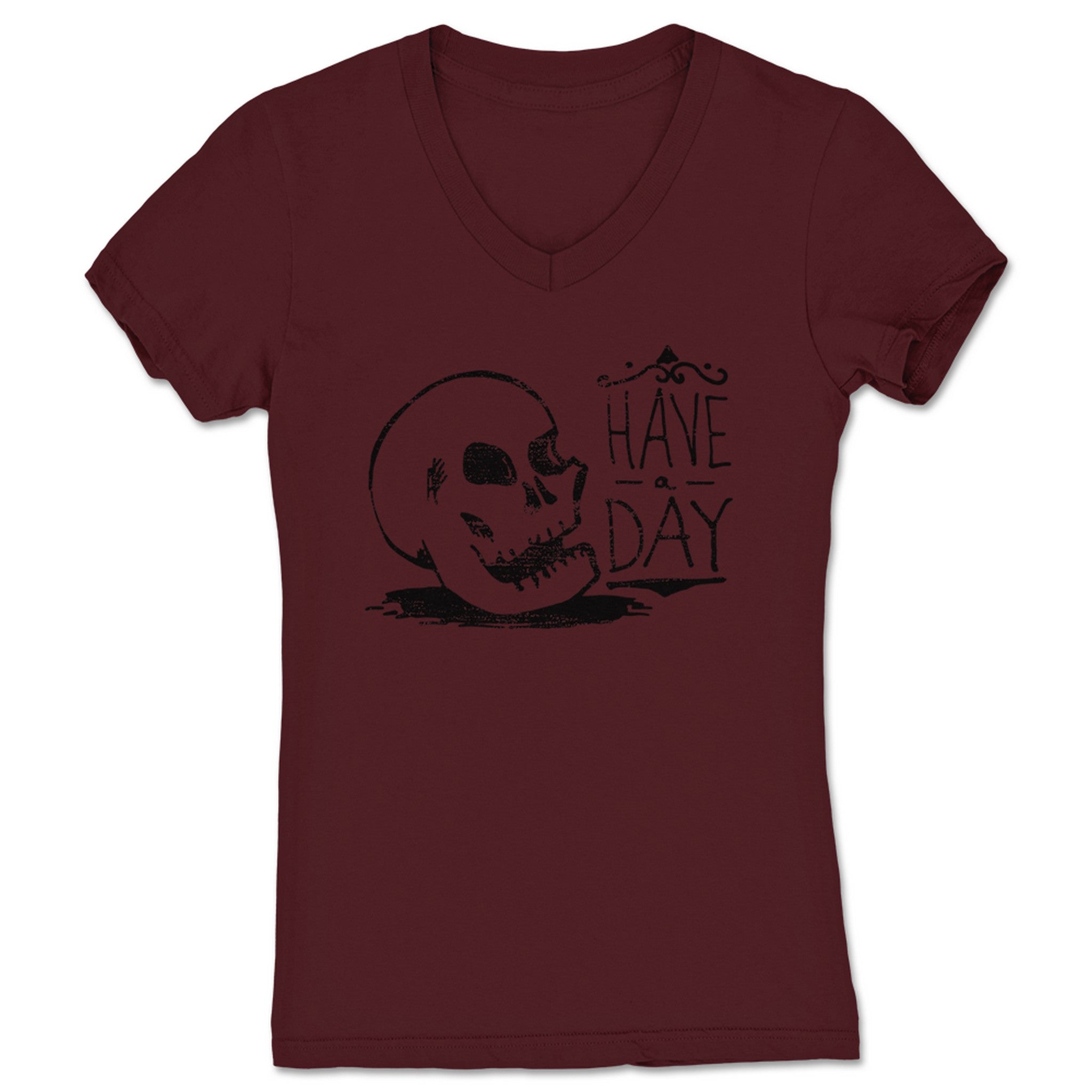 JZ Designs Have a Day Women's V-Neck Maroon