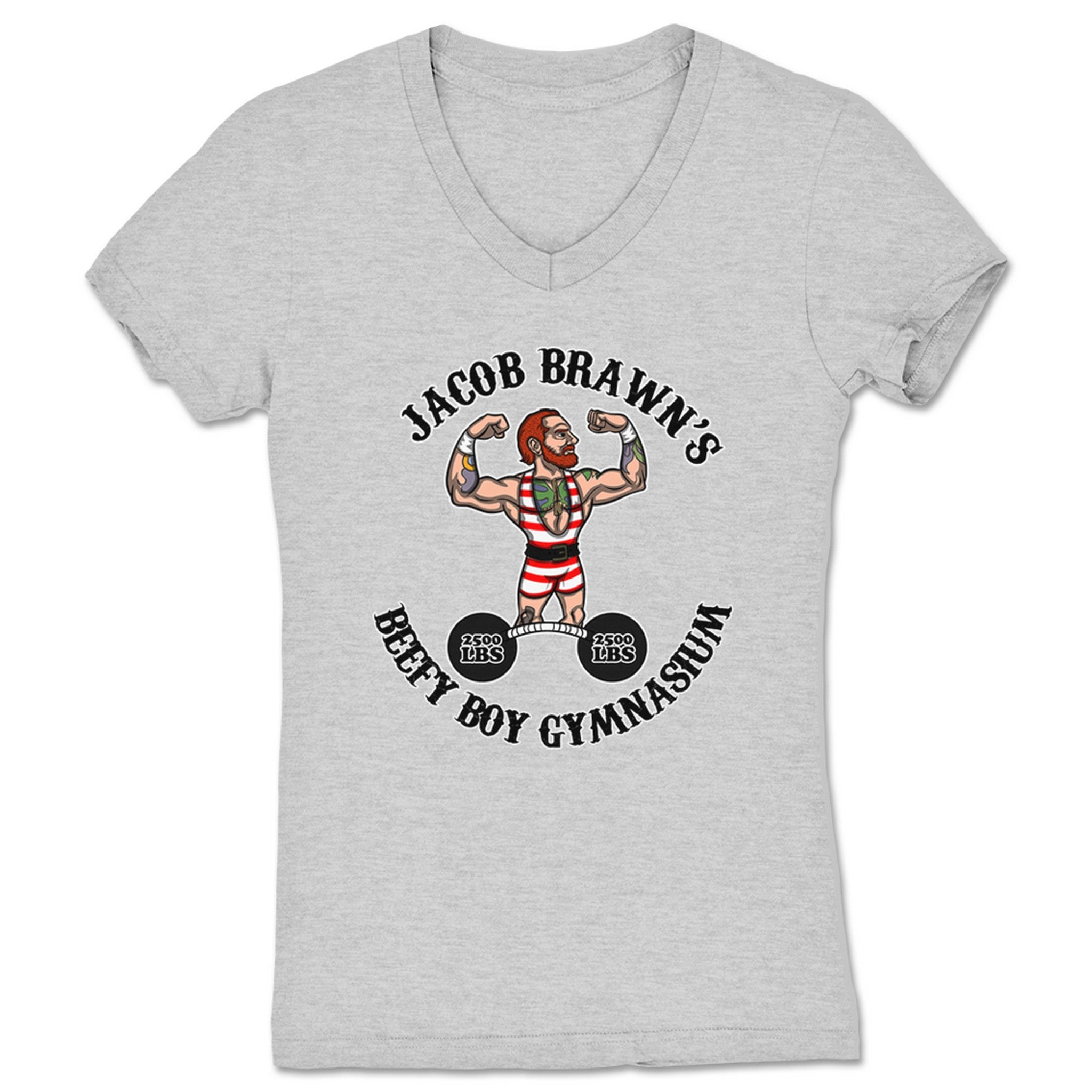 Jacob Brawn Beefy Boy Gym Women's V-Neck Heather Grey