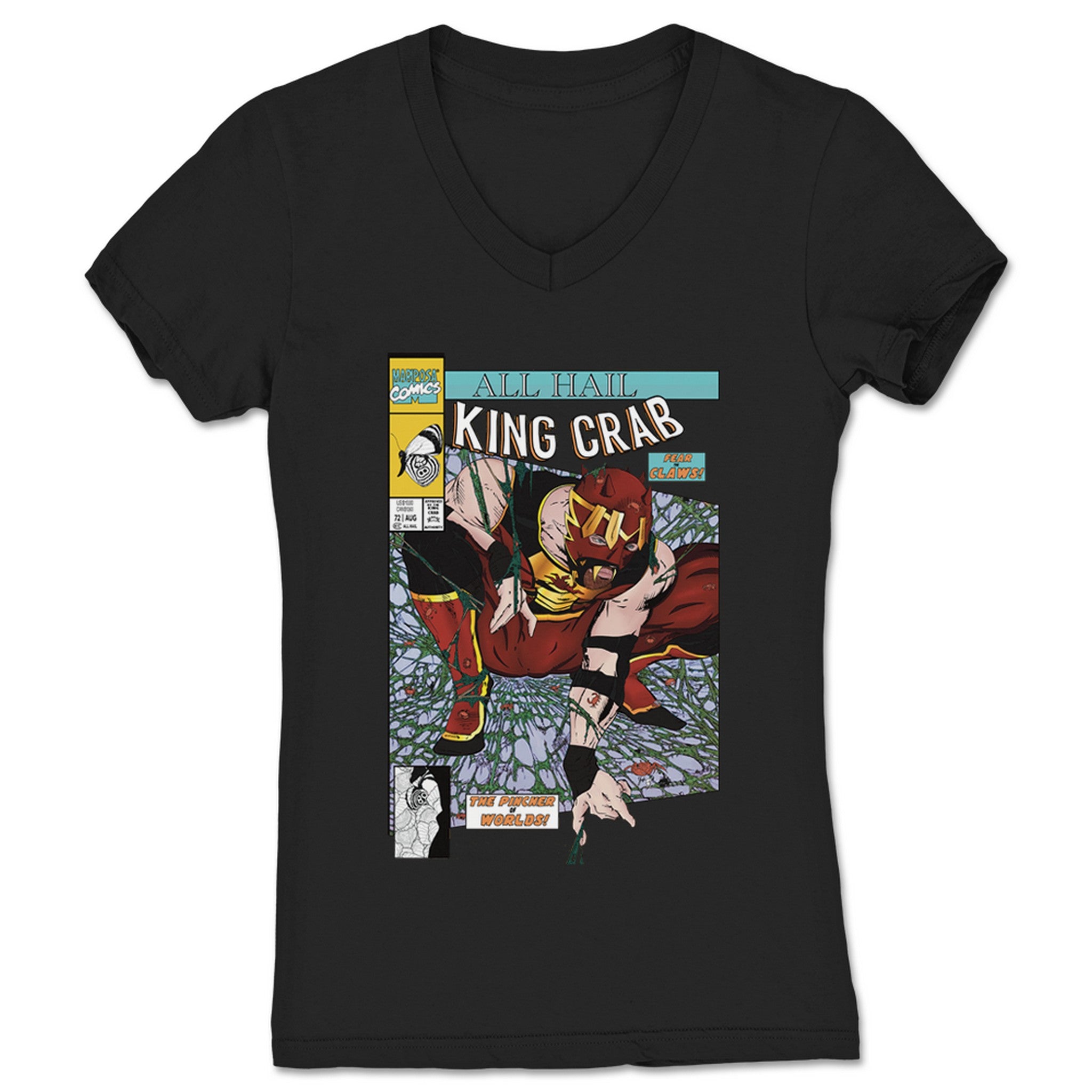 KING CRAB King Crab Comic Cover Women's V-Neck Black