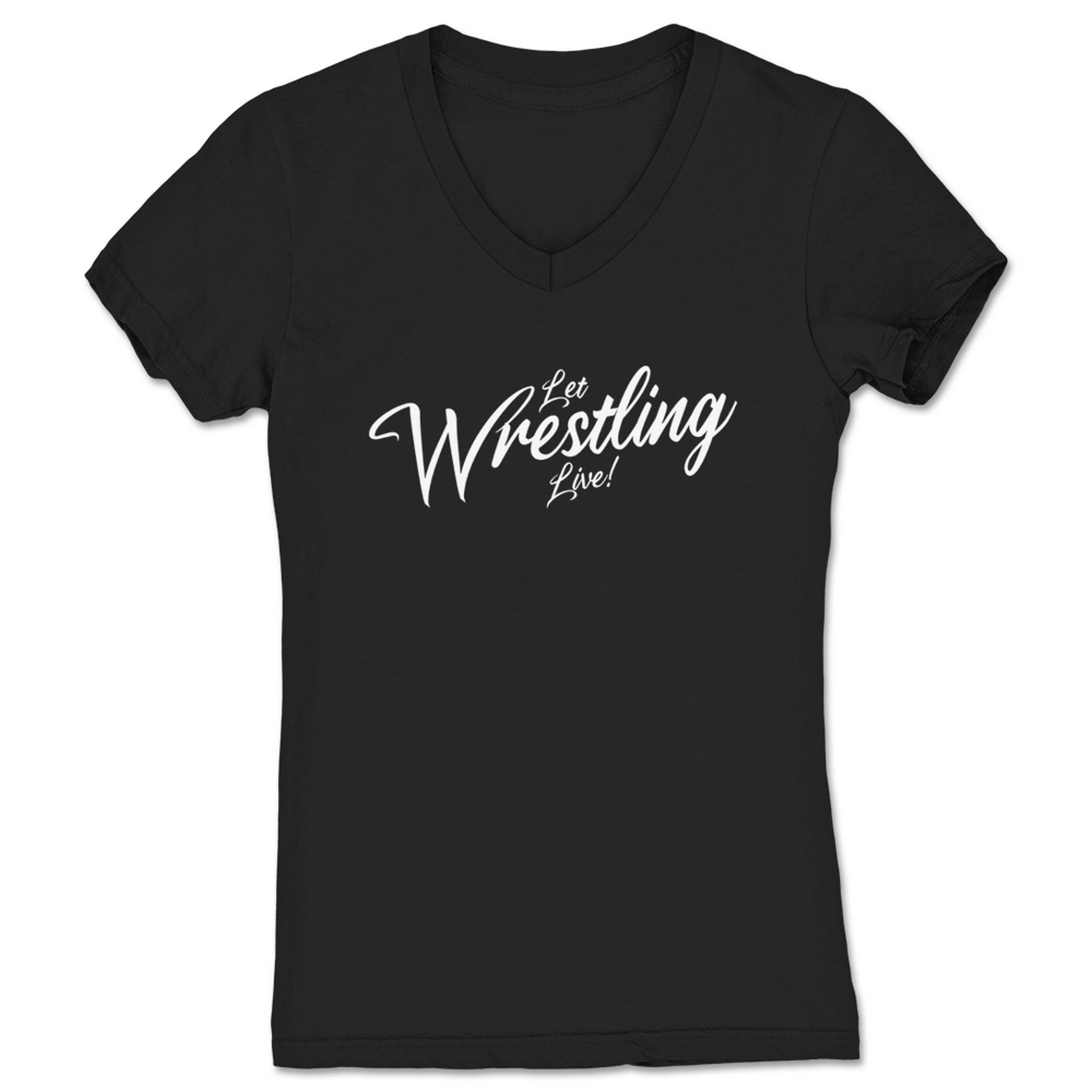 Let Wrestling Live Let Wrestling Live Logo Women's V-Neck Black