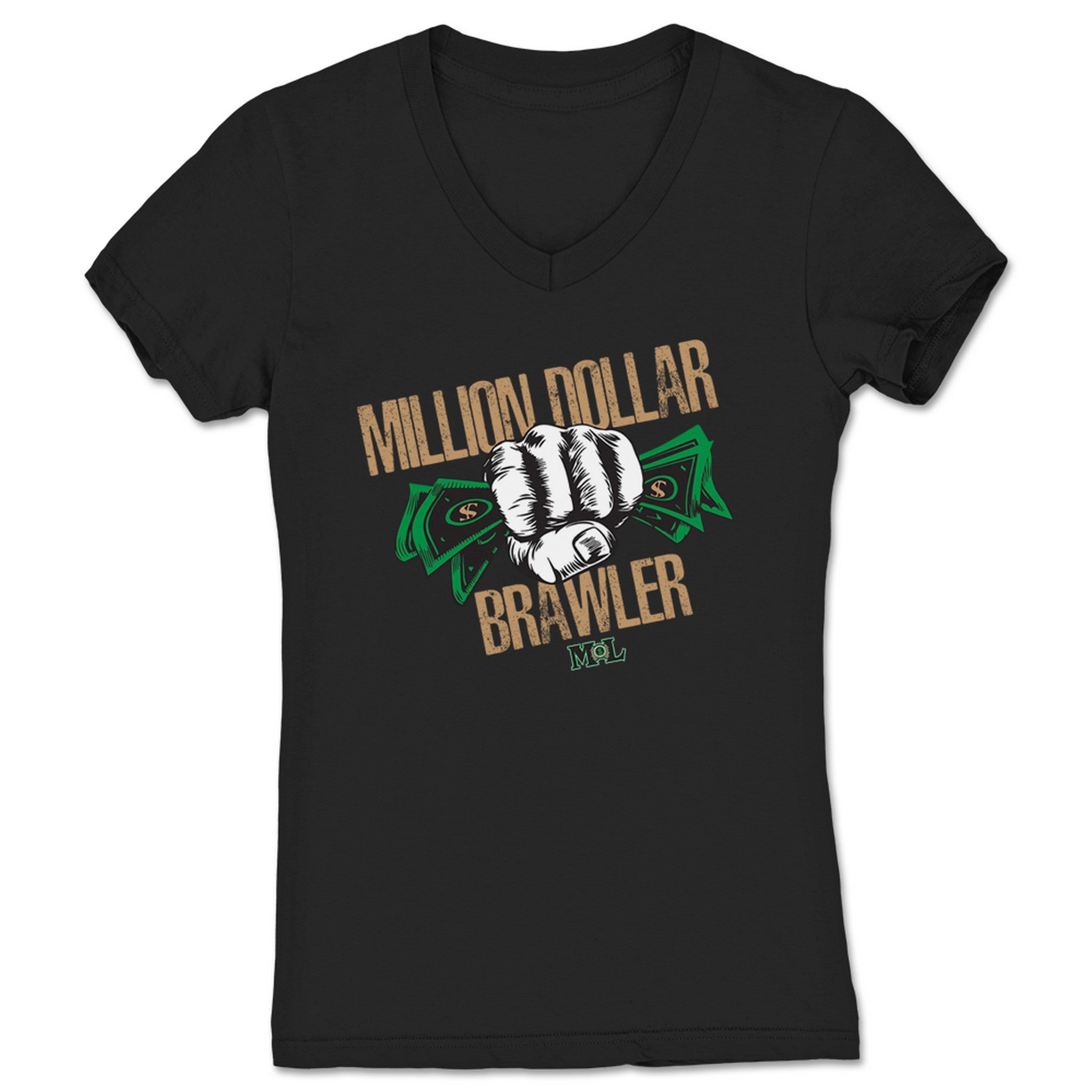 Malik Logan Million Dollar Brawler Women's V-Neck Black