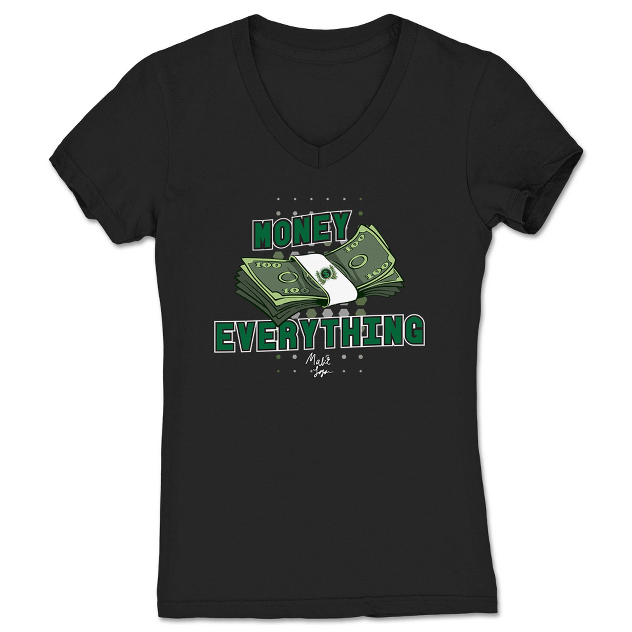 Malik Logan Money Over Everything Women's V-Neck Black