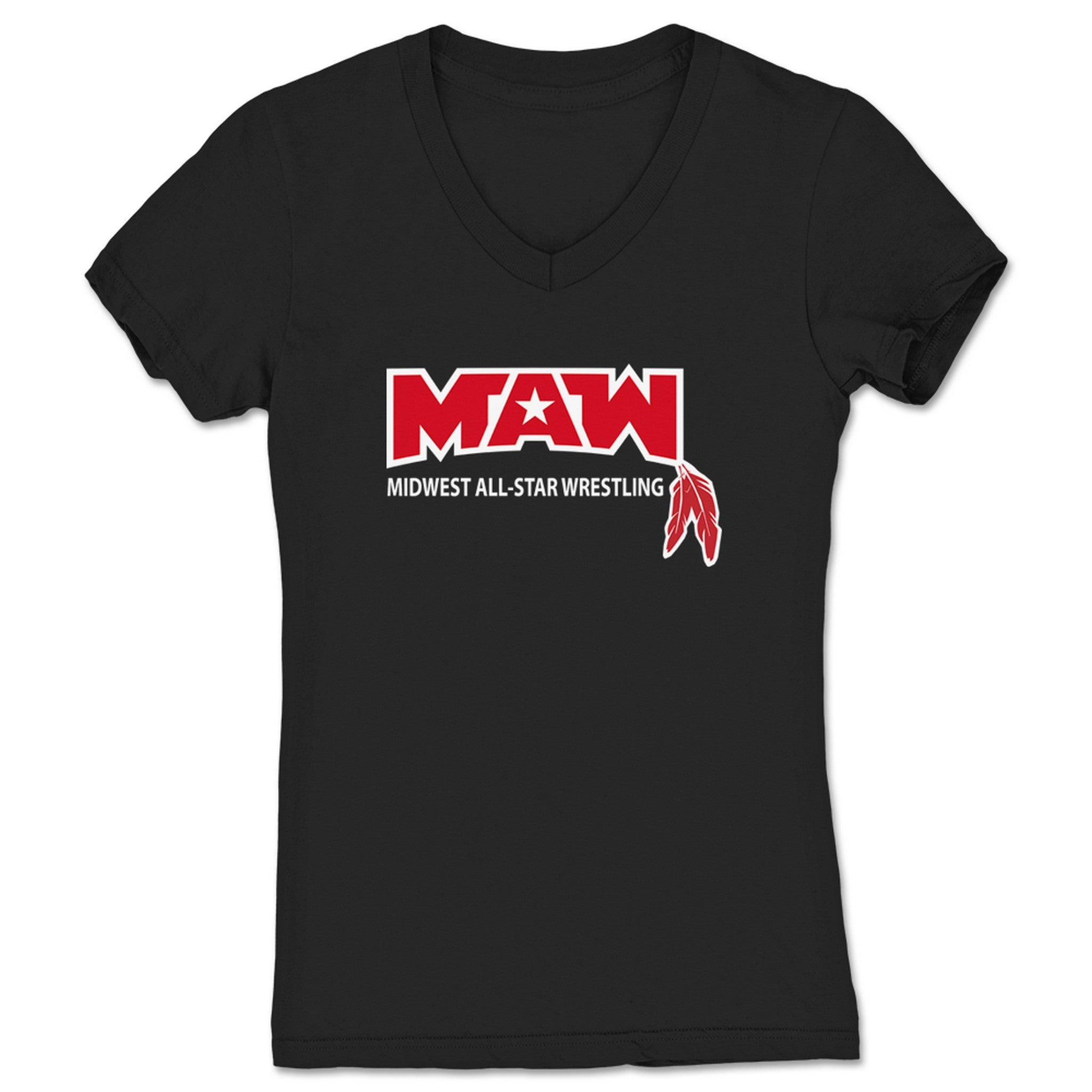 Midwest All-Star Wrestling MAW Tribal Women's V-Neck Black