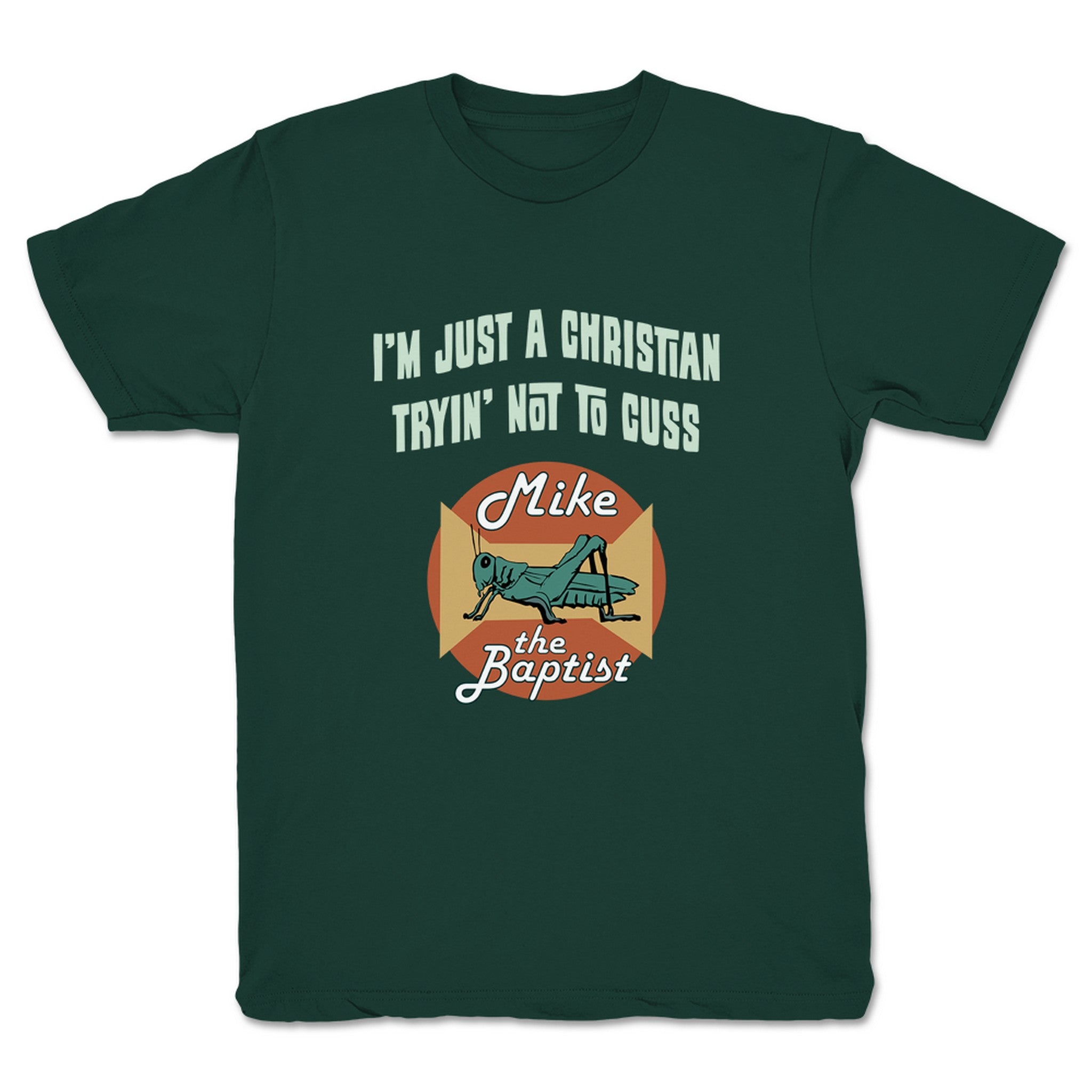 Mike the Baptist Tryin' Not to Cuss (Dark Colors) Youth Tee Forest Green