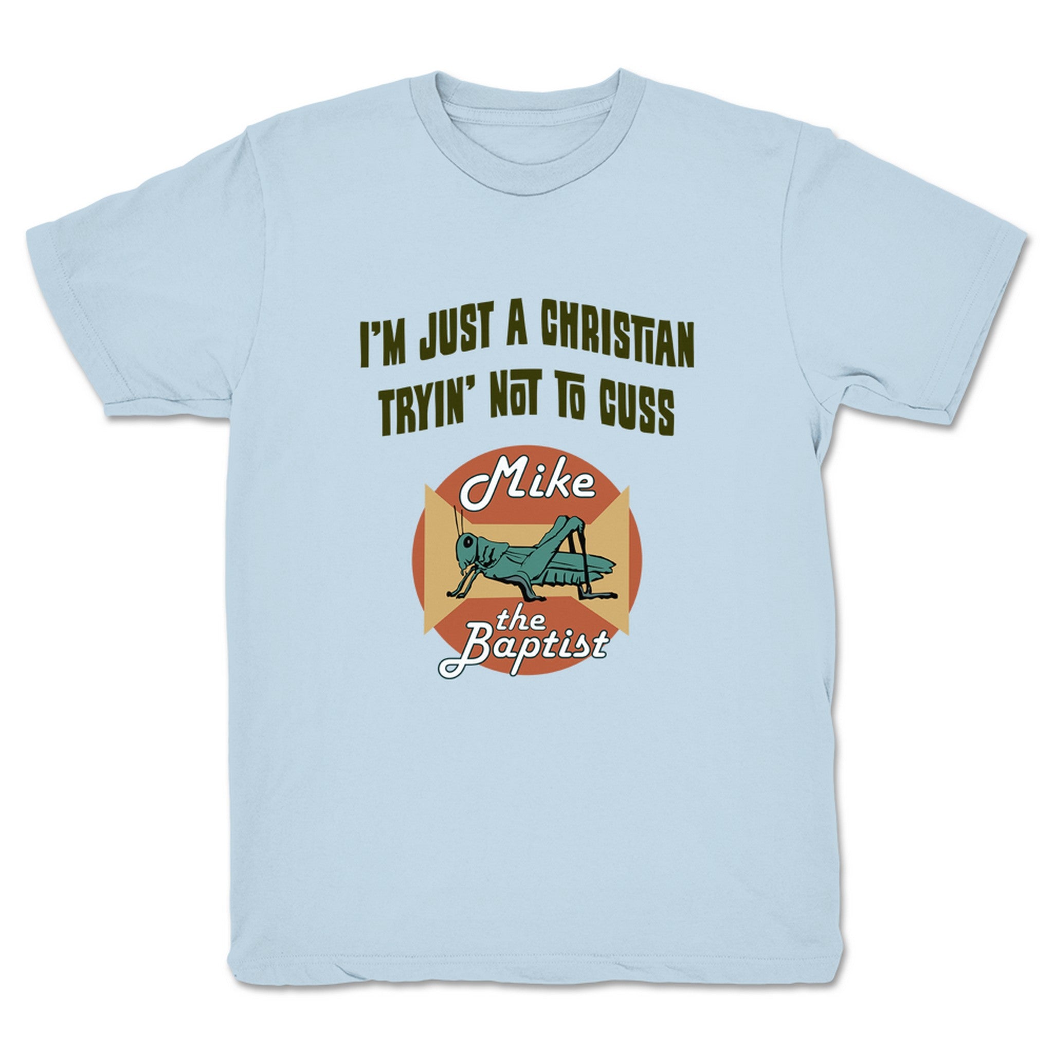 Mike the Baptist Tryin' Not to Cuss (Light Colors) Youth Tee Light Blue