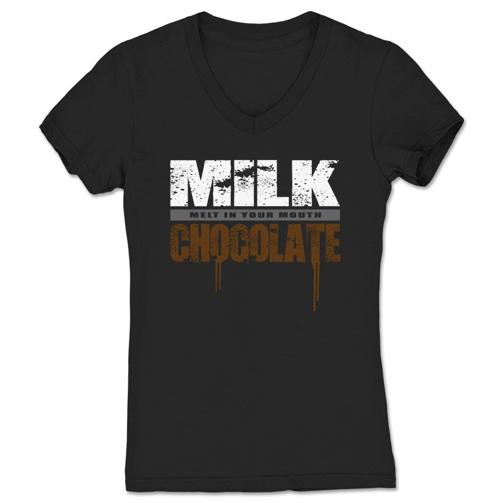 Milk Chocolate Melt in Your Mouth Women's V-Neck Black