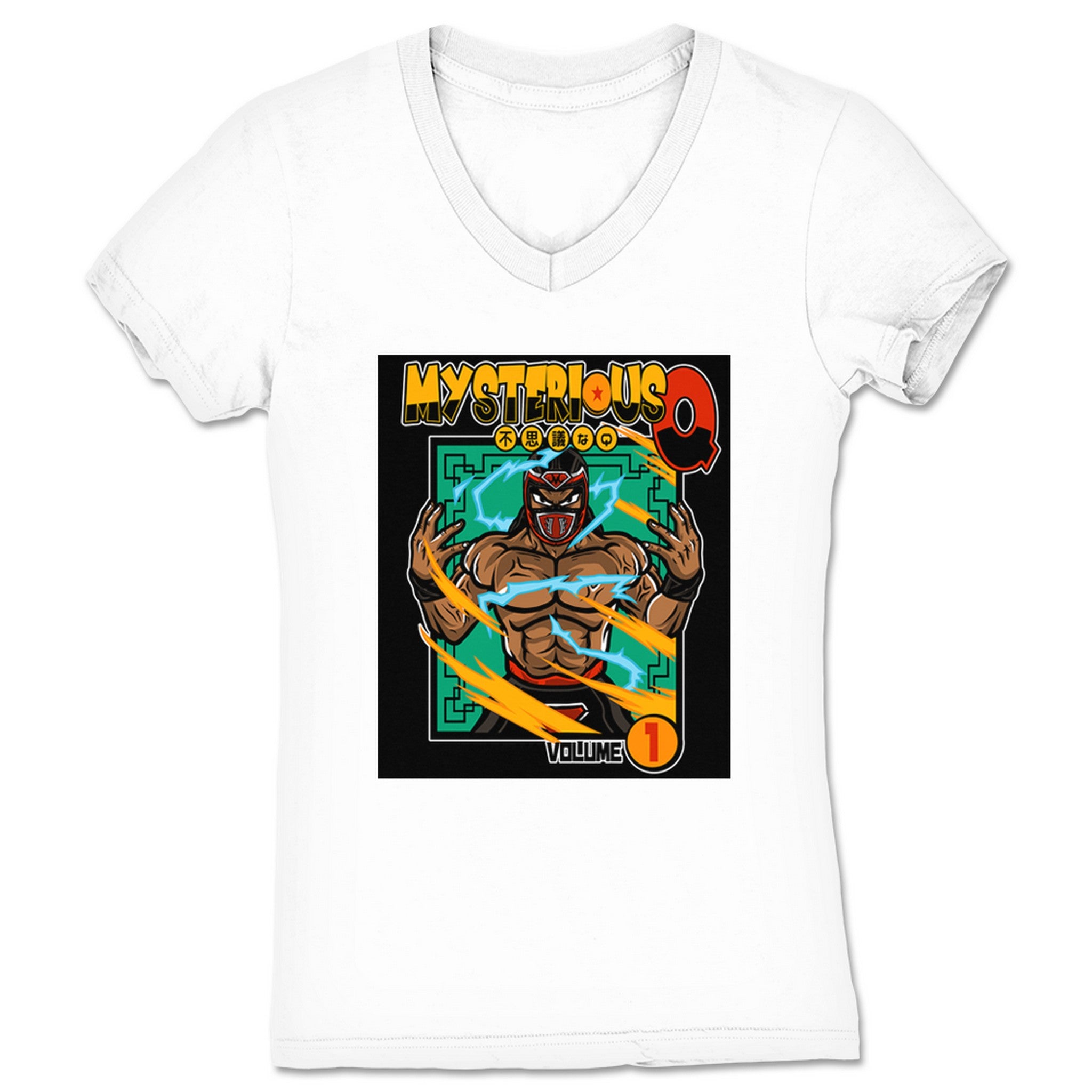 Mysterious Q Manga Vol. 1 (Black) Women's V-Neck White