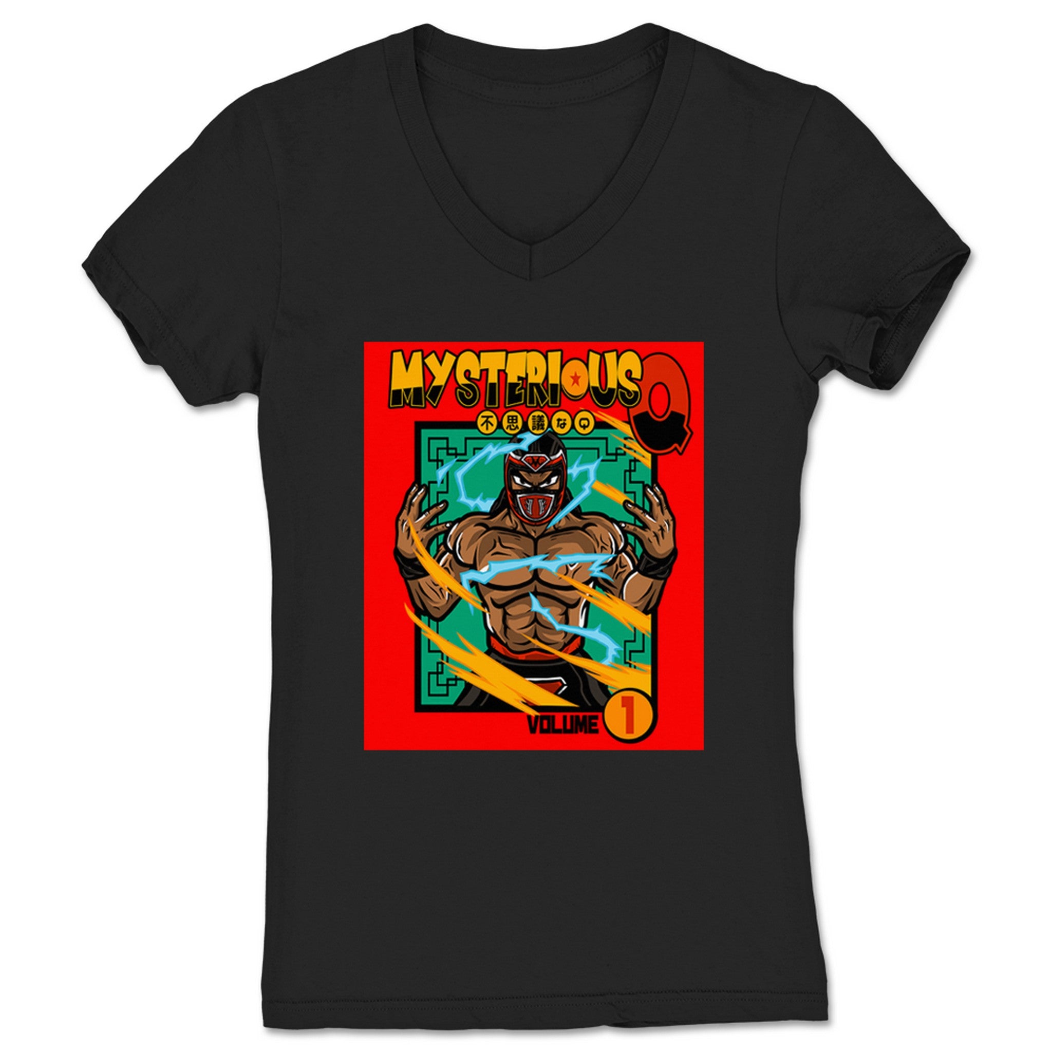 Mysterious Q Manga Vol. 1 (Red) Women's V-Neck Black