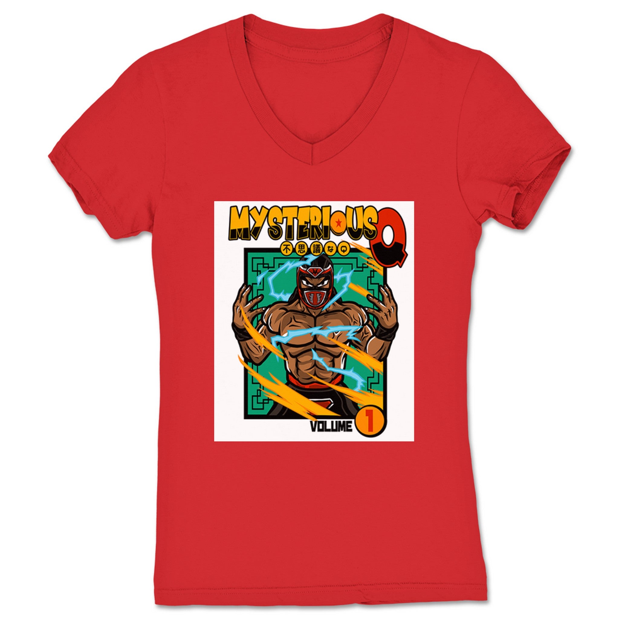 Mysterious Q Manga Vol. 1 (White) Women's V-Neck Red